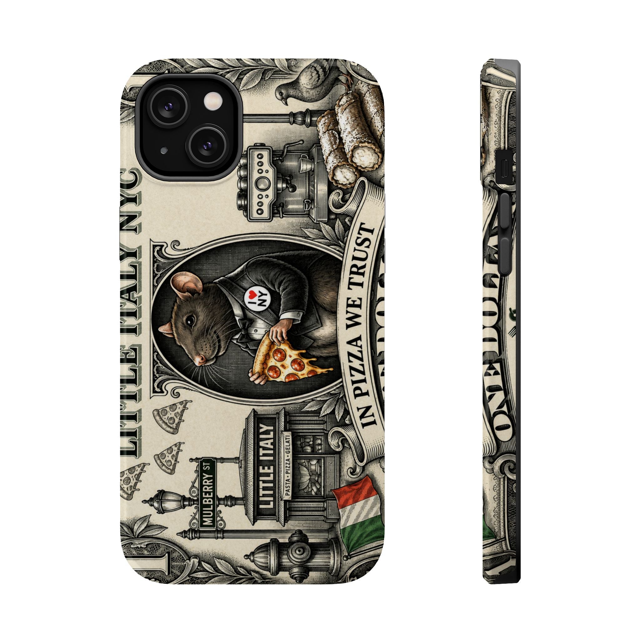 Little Italy NY Phone Case — 'In Pizza We Trust' Italy Rat Art Magnetic Impact-Resistant Case