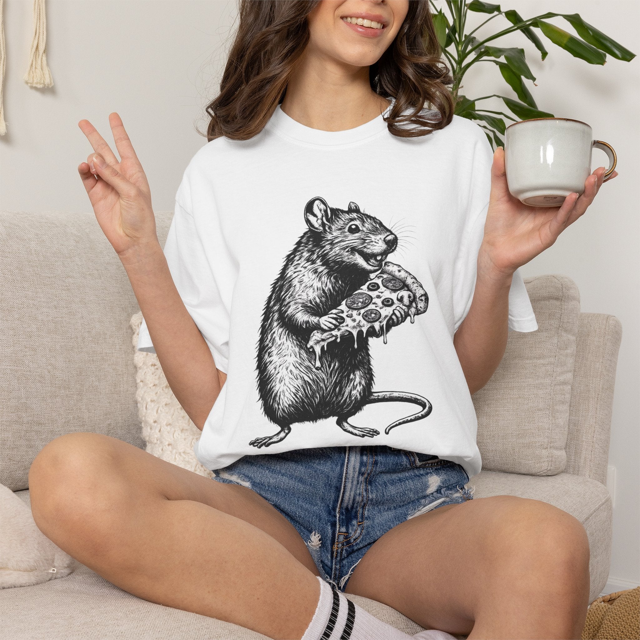 NYC Rat Eating Pizza T-Shirt