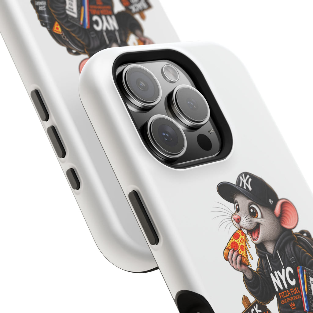 NYC Street Rat Phone Case – Magnetic Impact-Resistant iPhone Case with Back-to-School Pizza Design