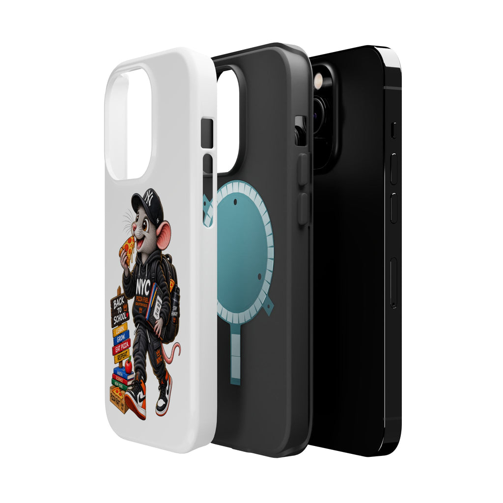 NYC Street Rat Phone Case – Magnetic Impact-Resistant iPhone Case with Back-to-School Pizza Design