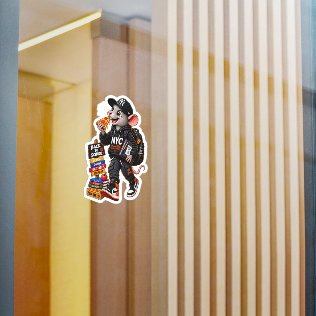 NYC Pizza Rat Sticker — Cute Streetwear Mouse Vinyl Decal (Kiss-Cut)