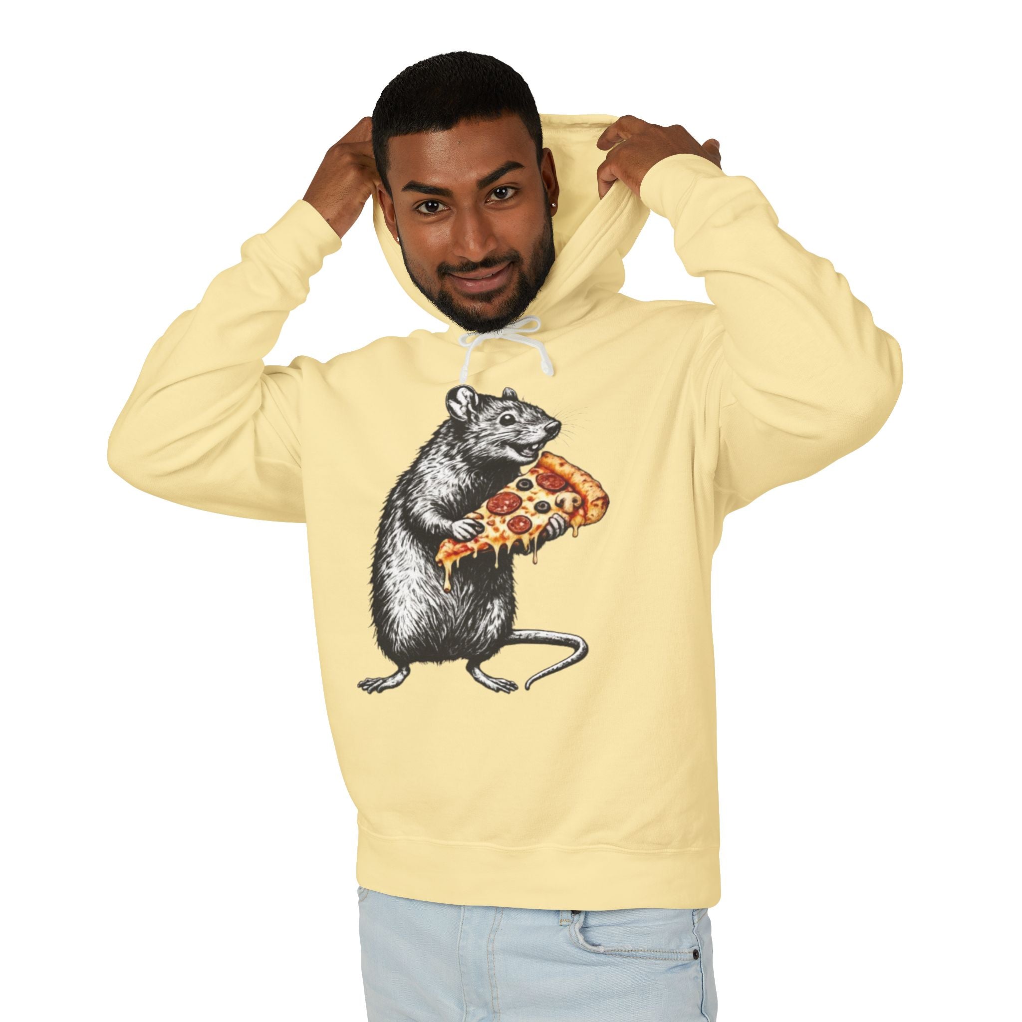 Rat Eating Pizza Hoodie — Quirky Graphic Animal Pizza Sweatshirt