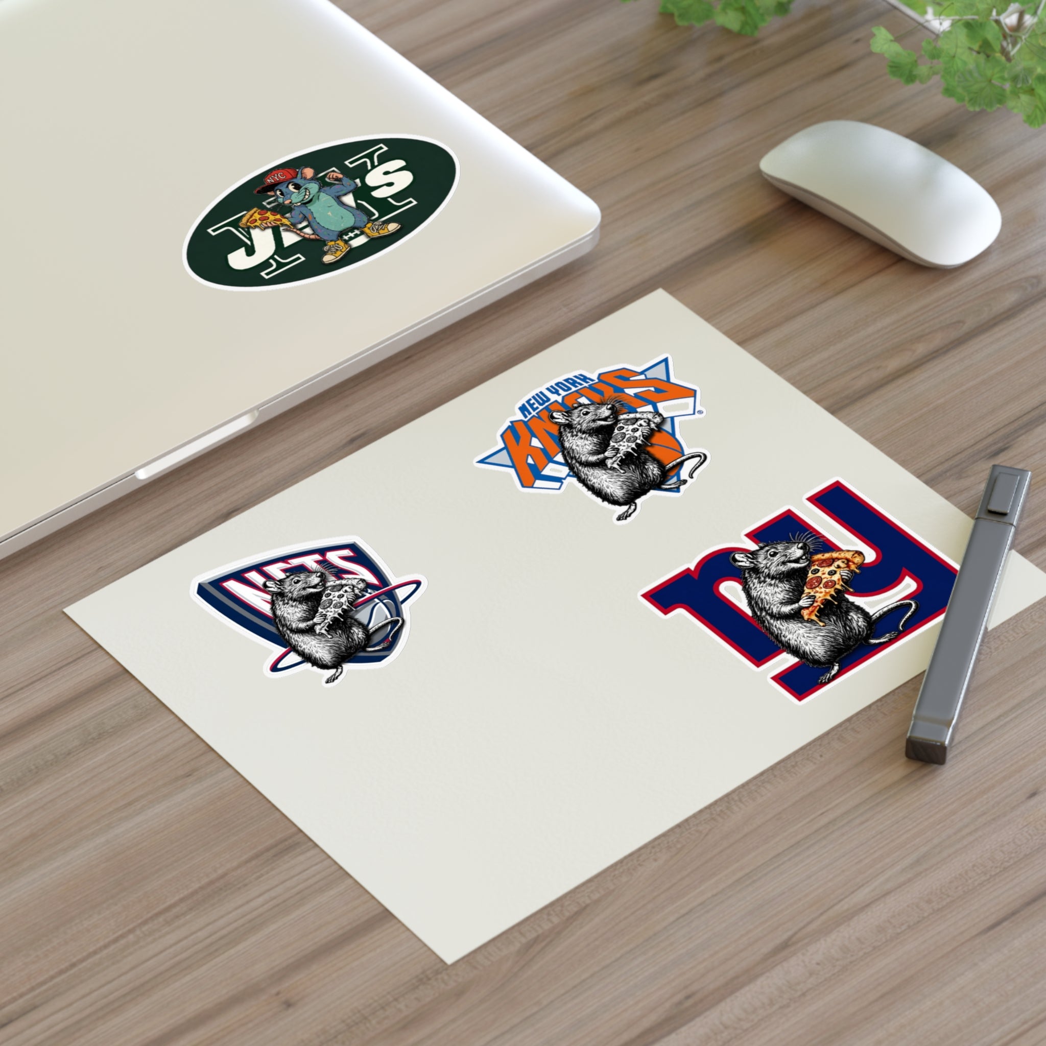 Sports Mascot Sticker Sheet — Retro Rat Designs (4-Pack)
