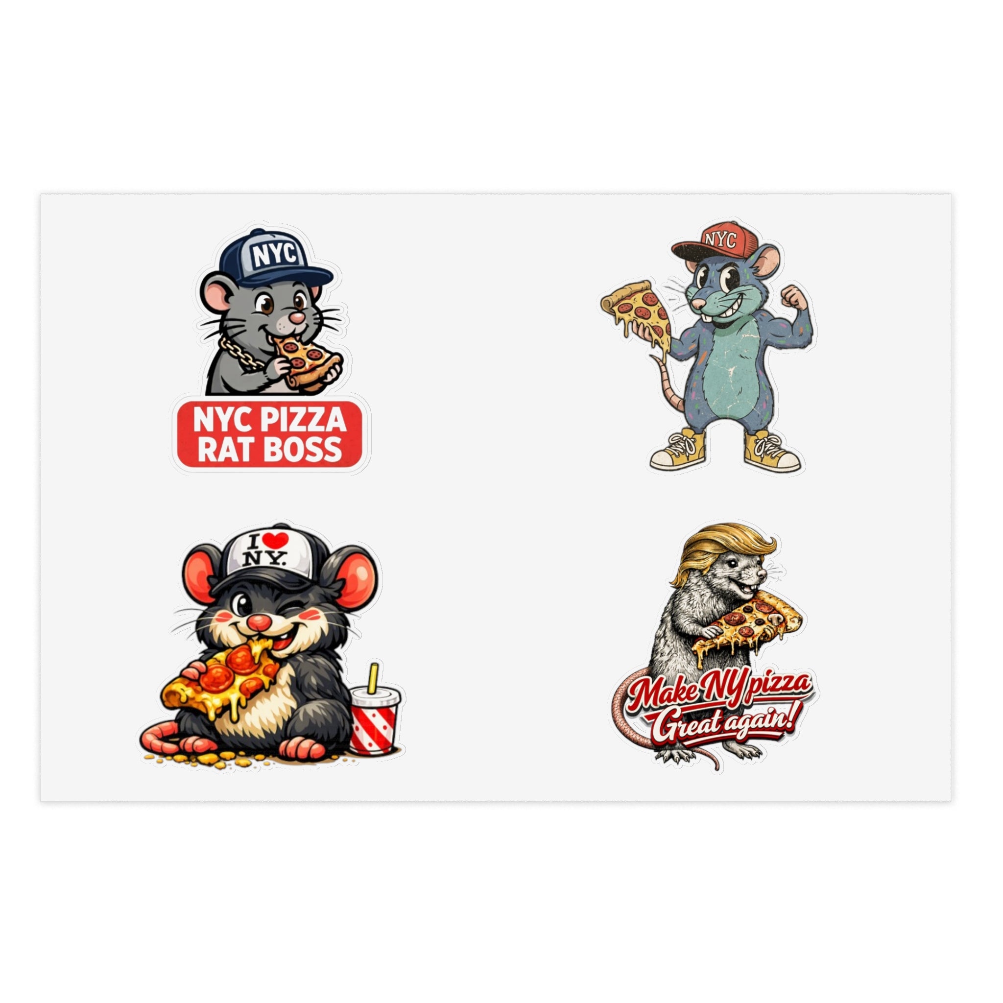 NYC Pizza Rat Sticker Sheet — Retro New York Pizza Rat Boss Decals