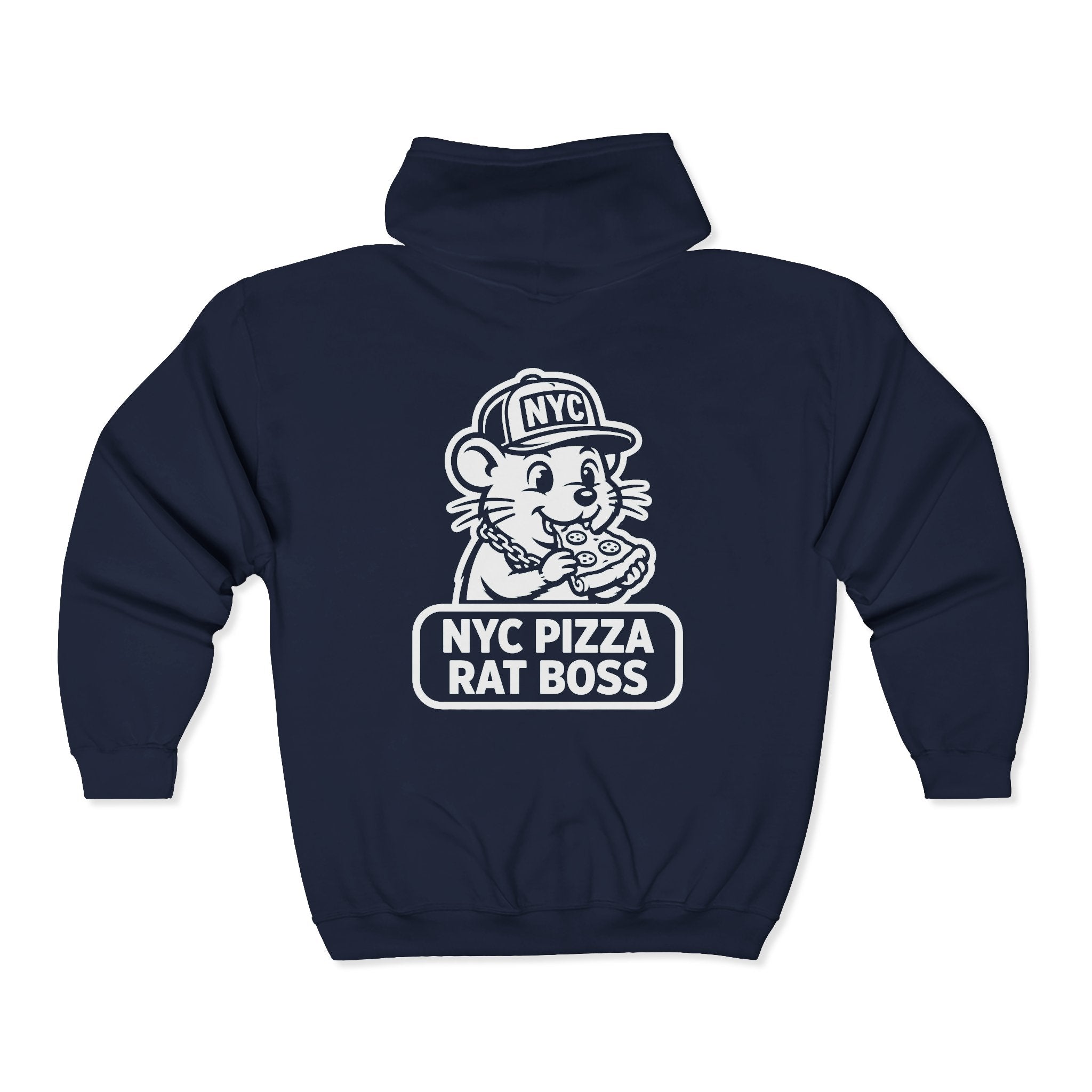 NYC Pizza Rat Zip Hoodie — Pizza Rat Graphic Full-Zip Sweatshirt