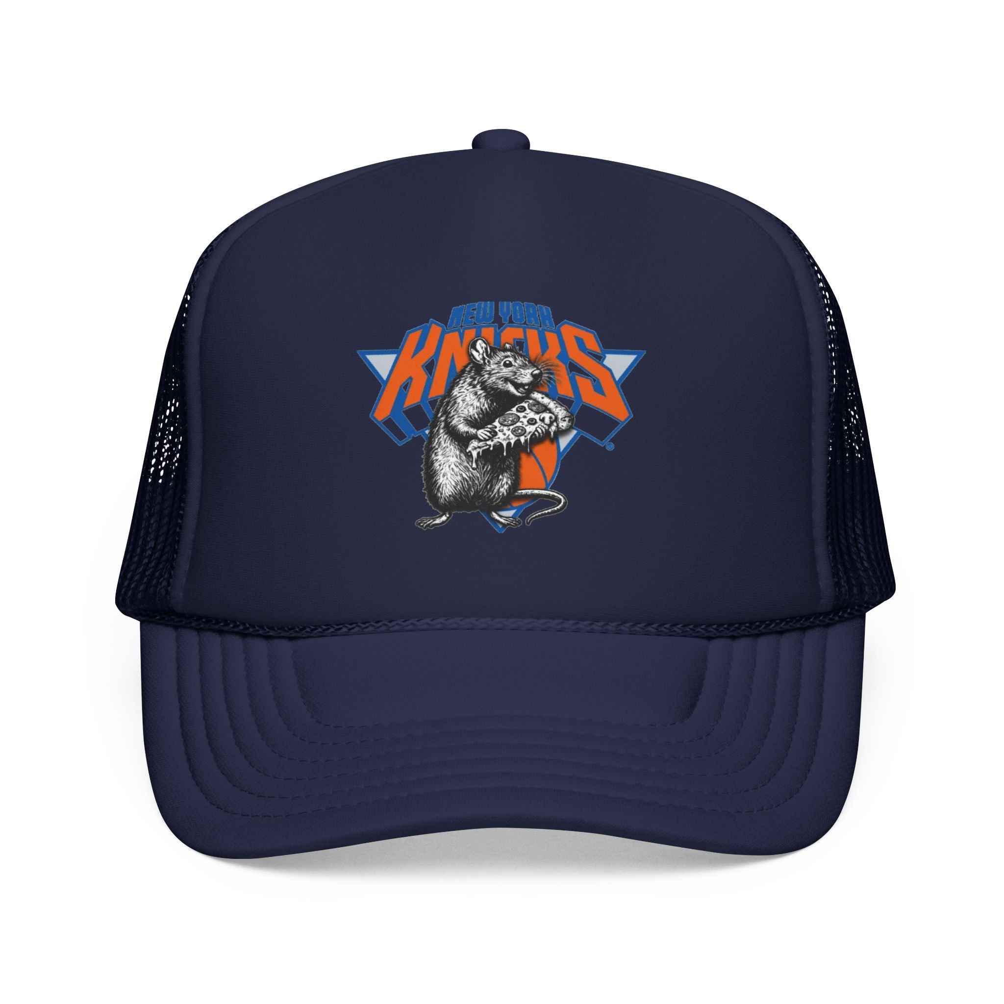 Vintage Skate Rat Foam Trucker Hat – Retro Skateboarding Logo Cap - NY Knicks