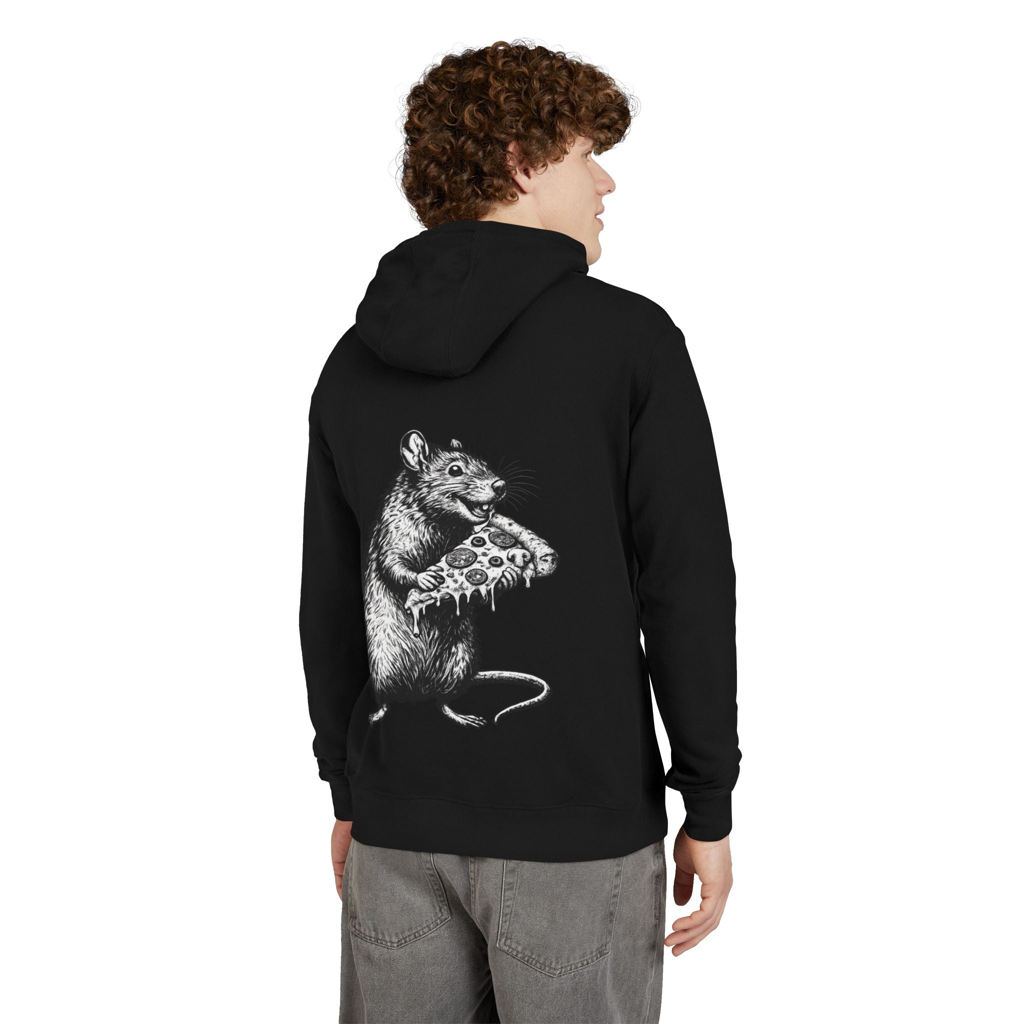 NYC Rats "Where the Rats Eat Better" Rat Holding Pizza Graphic Hoodie