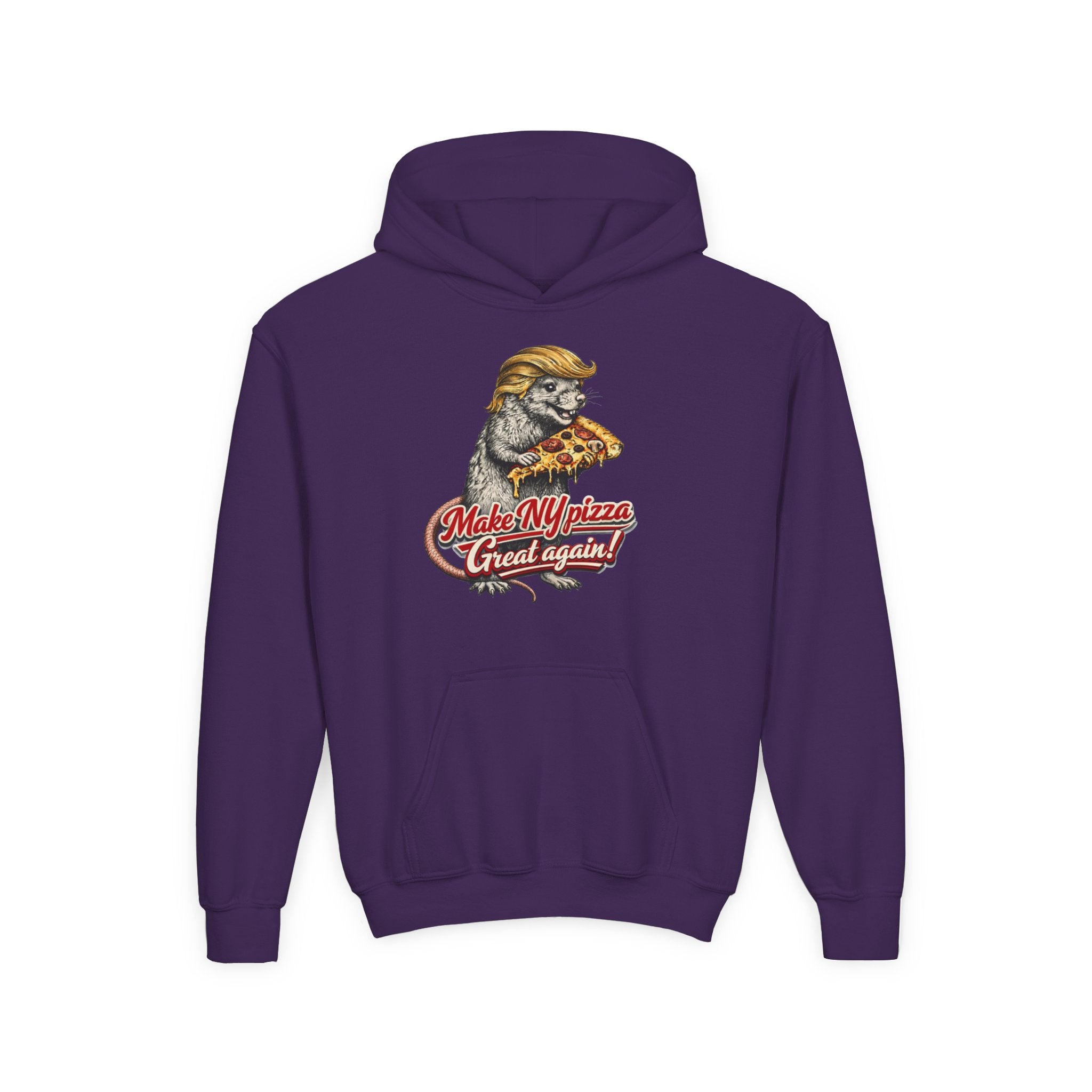 Youth Hoodie - "Make NY Pizza Great Again" Retro Pizza Lion Graphic
