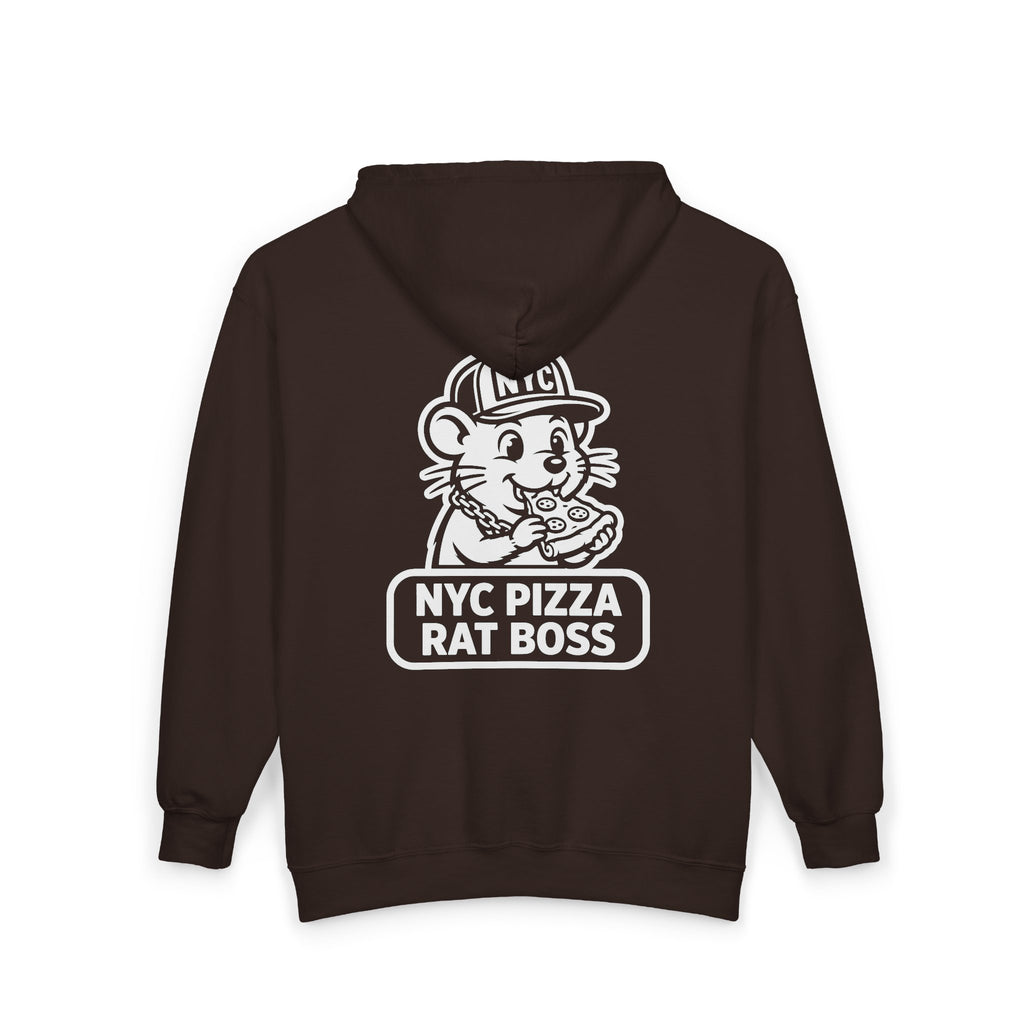 NYC Pizza Rat Zip Hoodie — Pizza Rat Graphic Full-Zip Sweatshirt