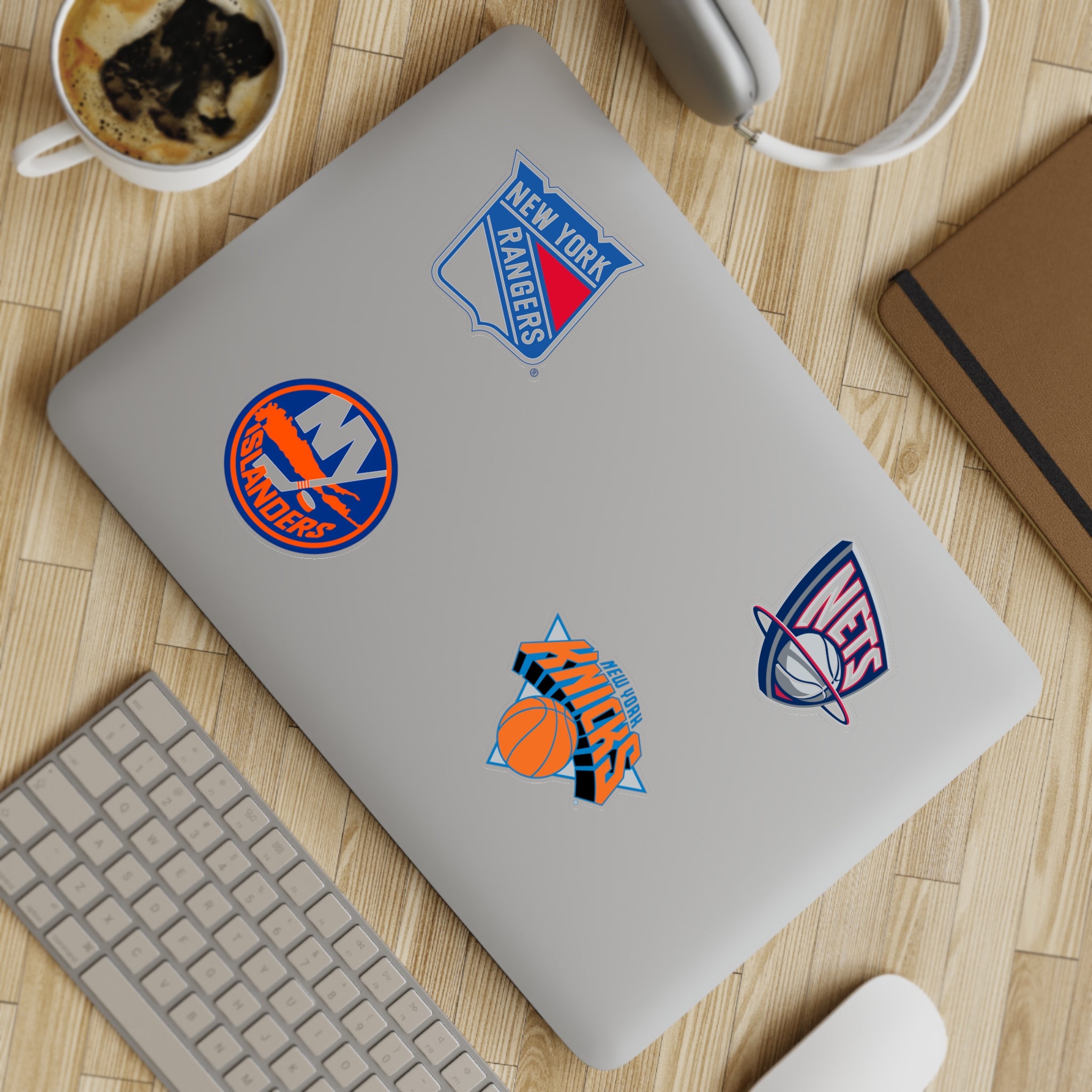 New York Hockey & Basketball Team Sticker Sheet – 5pcs (Rangers, Islanders, Nets, Knicks)