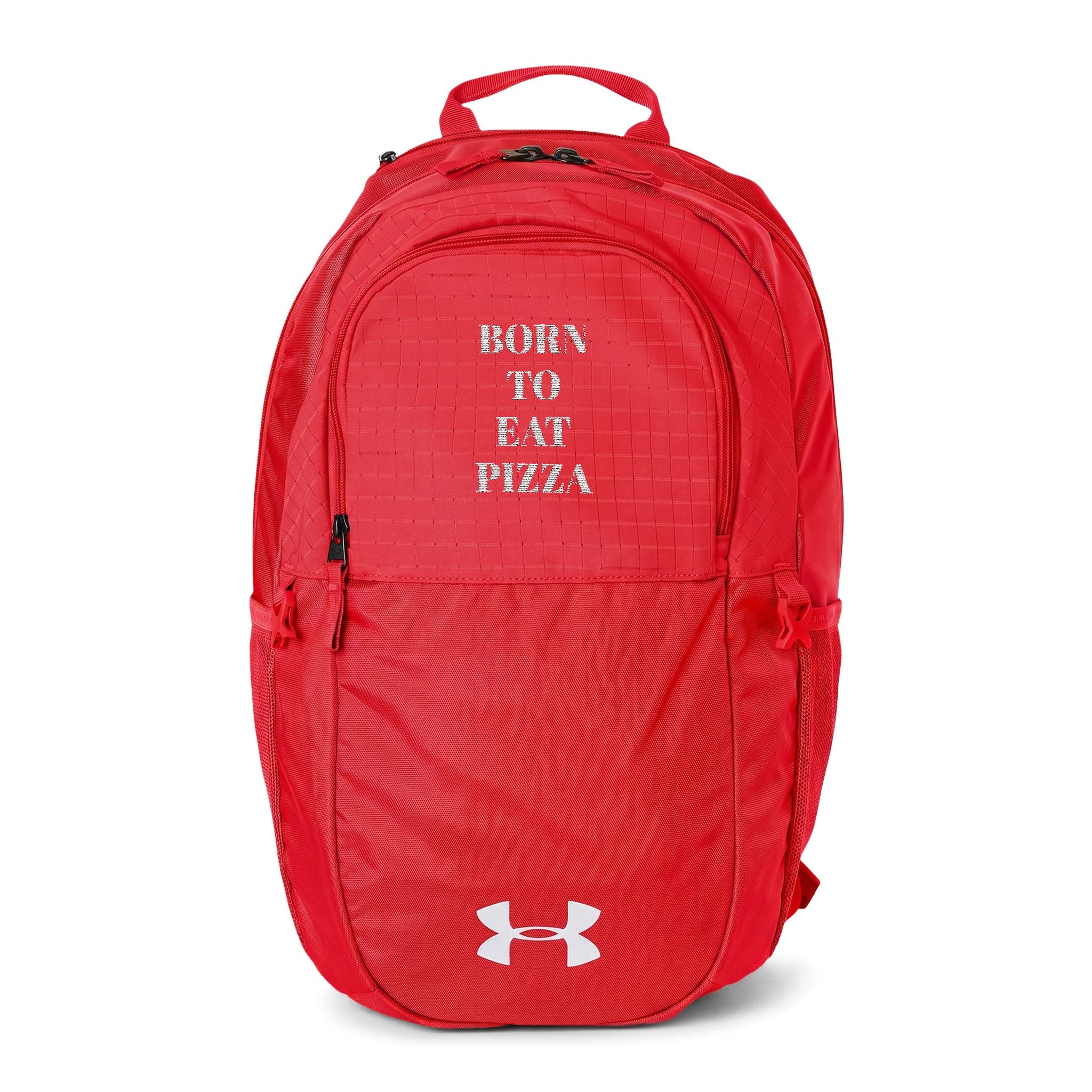 Under Armour Backpack — "Born to Eat Pizza" Embroidered Athletic Backpack