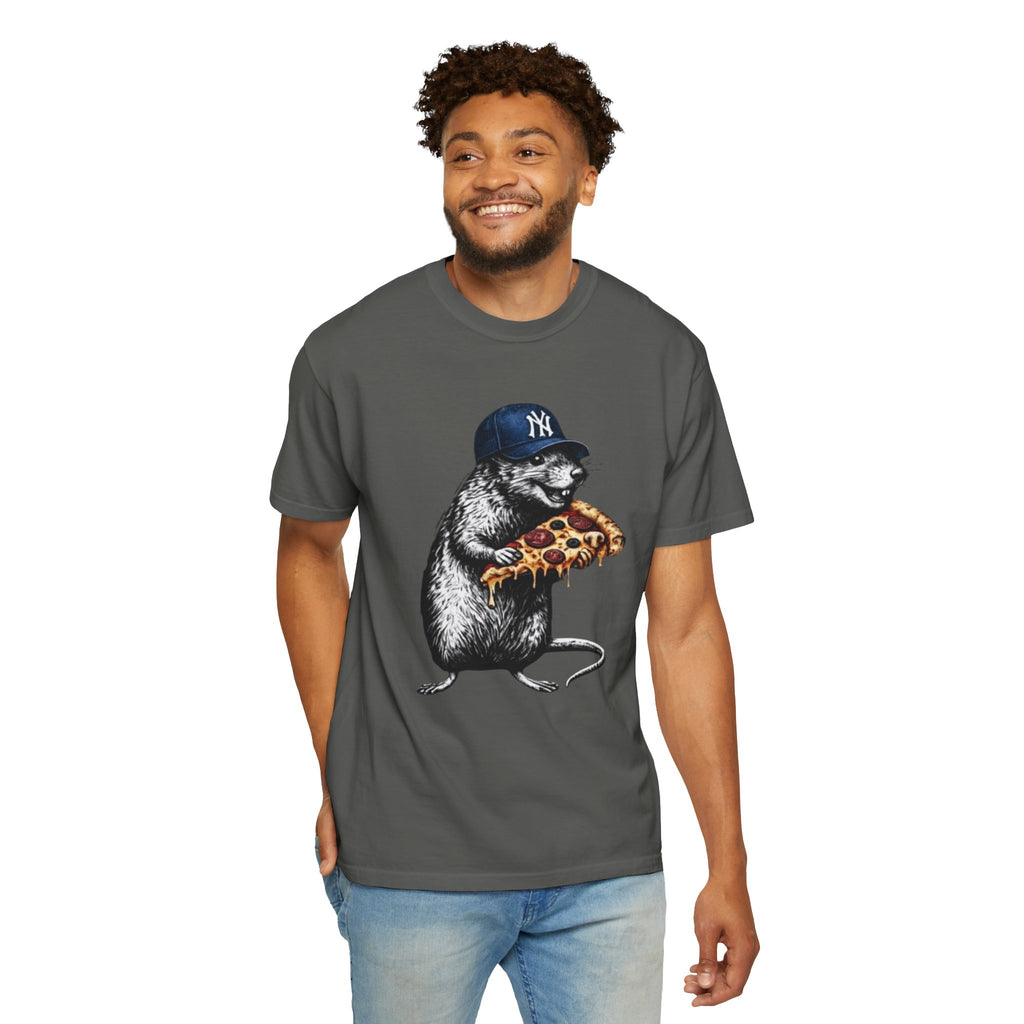 NY Rat with Pizza Graphic Tee — Streetwear Novelty T-Shirt