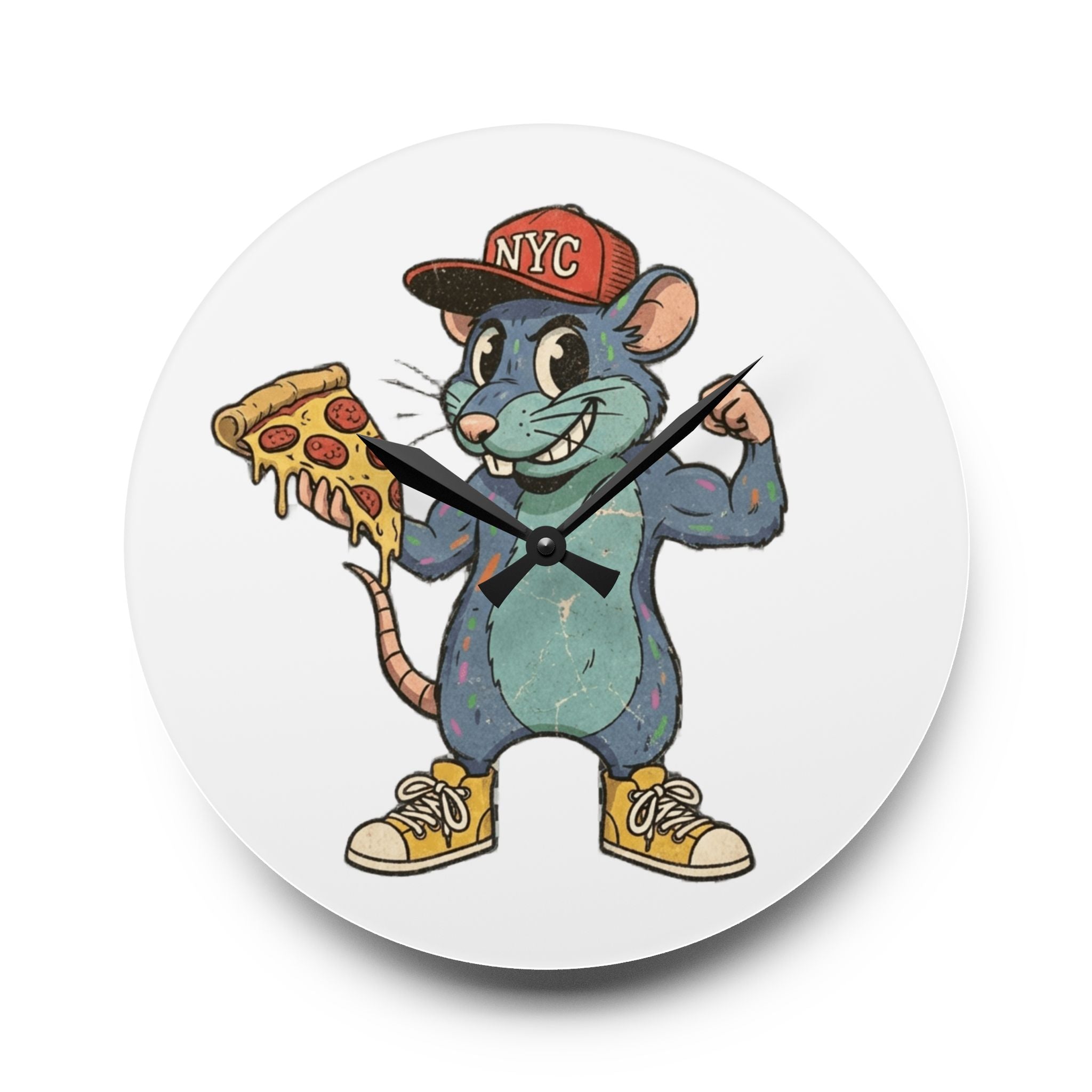 NYC Pizza Rat - Acrylic Wall Clock