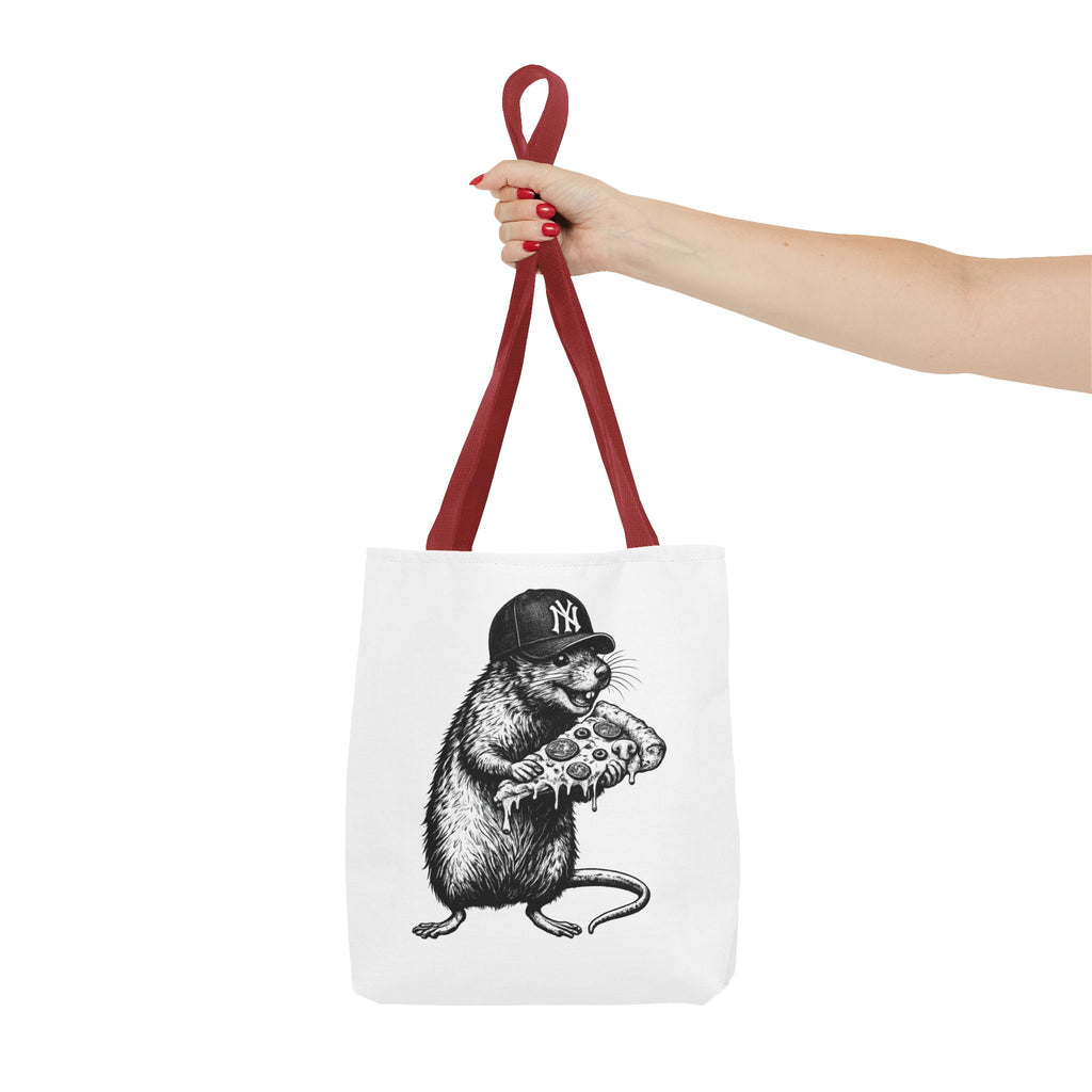 Pizza Rat Tote Bag — Cute NYC Rat Eating Pizza Canvas Tote