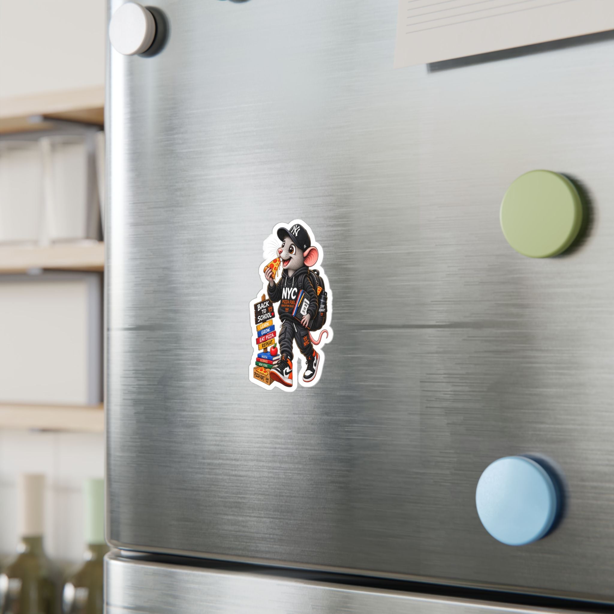 NYC Pizza Rat Sticker — Cute Streetwear Mouse Vinyl Decal (Kiss-Cut)