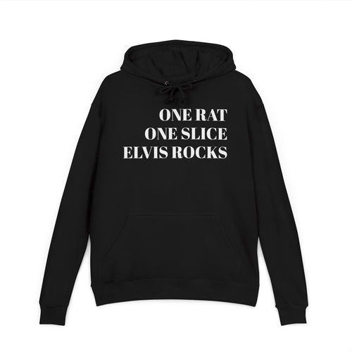 Elvis Rat Pizza Hoodie — 'One Rat One Slice Elvis Rocks' Graphic Pullover