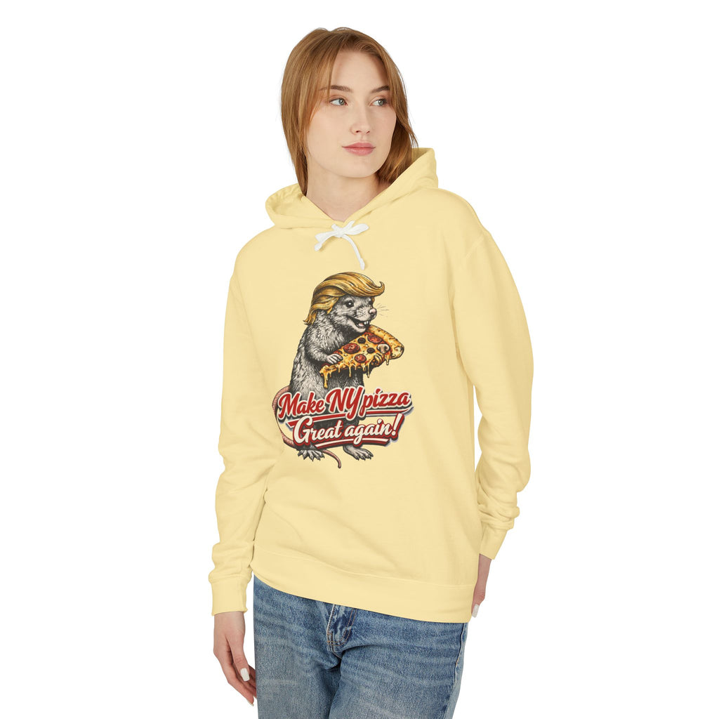 Unisex NYC Pizza Hoodie — "Make NY Pizza Great Again" Tiger with Pizza Graphic