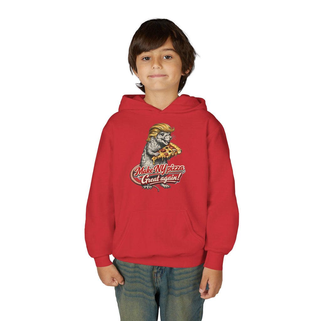 Youth Hoodie - "Make NY Pizza Great Again" Retro Pizza Lion Graphic