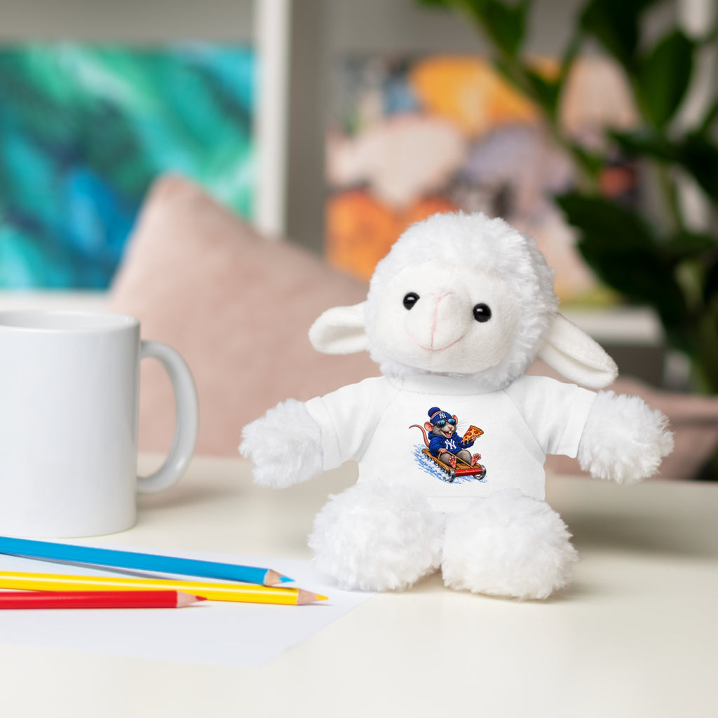 Plush Bear with Sledding Pup Tee — Cute Winter Stuffed Animal Gift - NY Pizza Rat