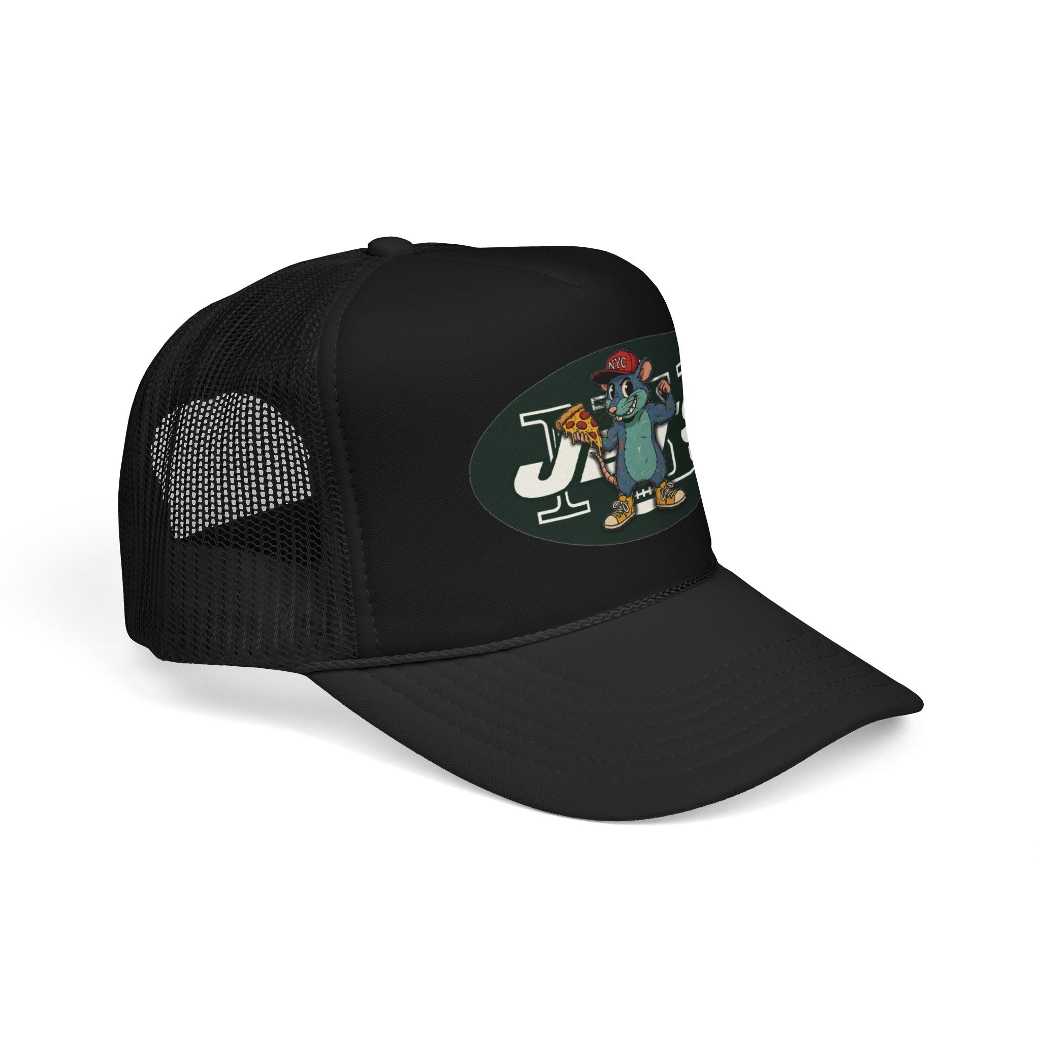 Rat Mascot Pizza Trucker Hat – Retro Sports Logo Foam Cap - NY Jets