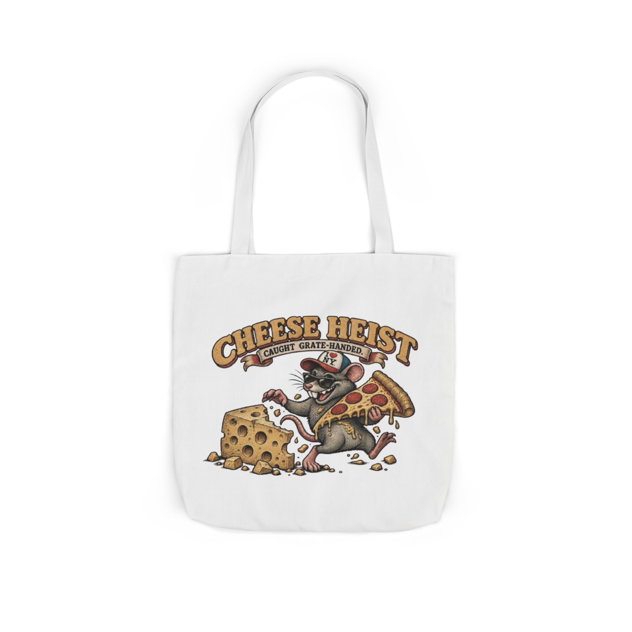Cheese Heist Canvas Tote - Funny Mouse & Pizza Grocery Bag