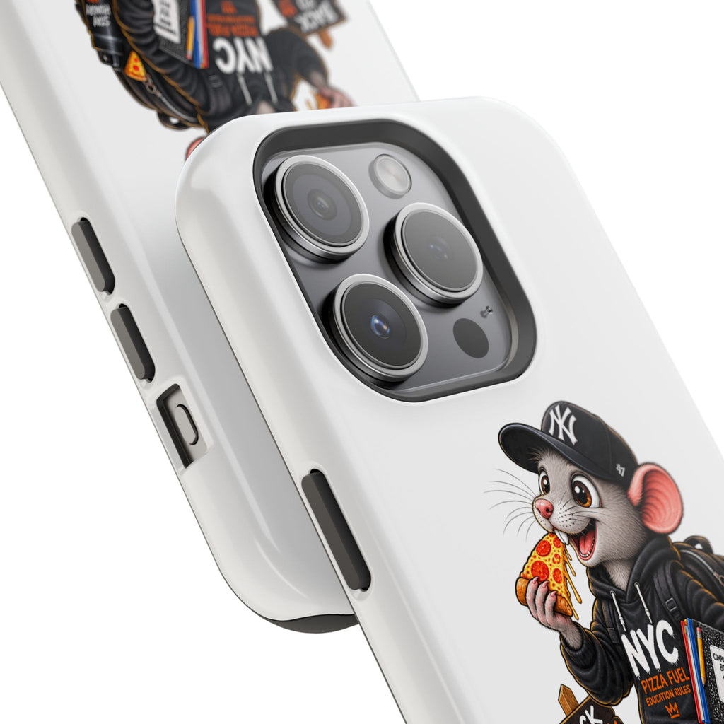 NYC Street Rat Phone Case – Magnetic Impact-Resistant iPhone Case with Back-to-School Pizza Design