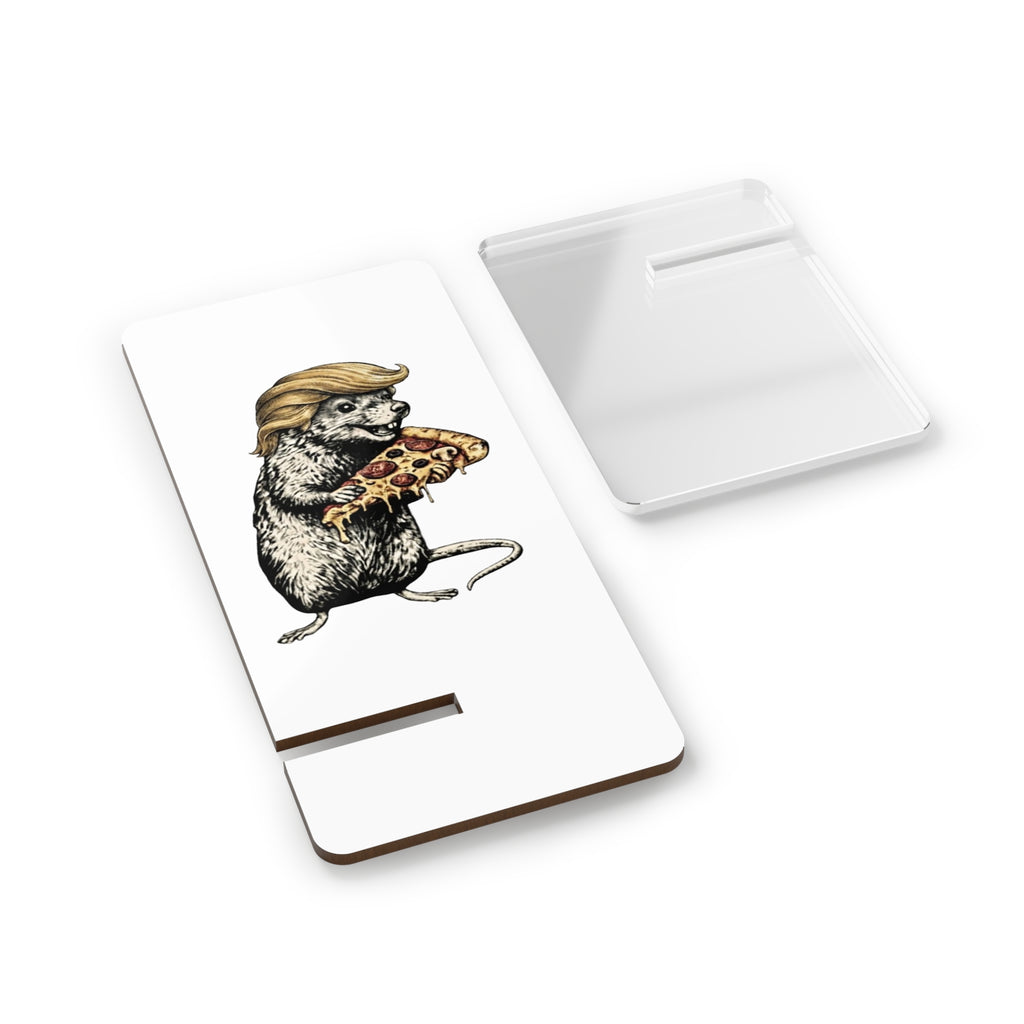 NY Pizza Rat Phone Stand — Humorous Rat Eating Pizza Design