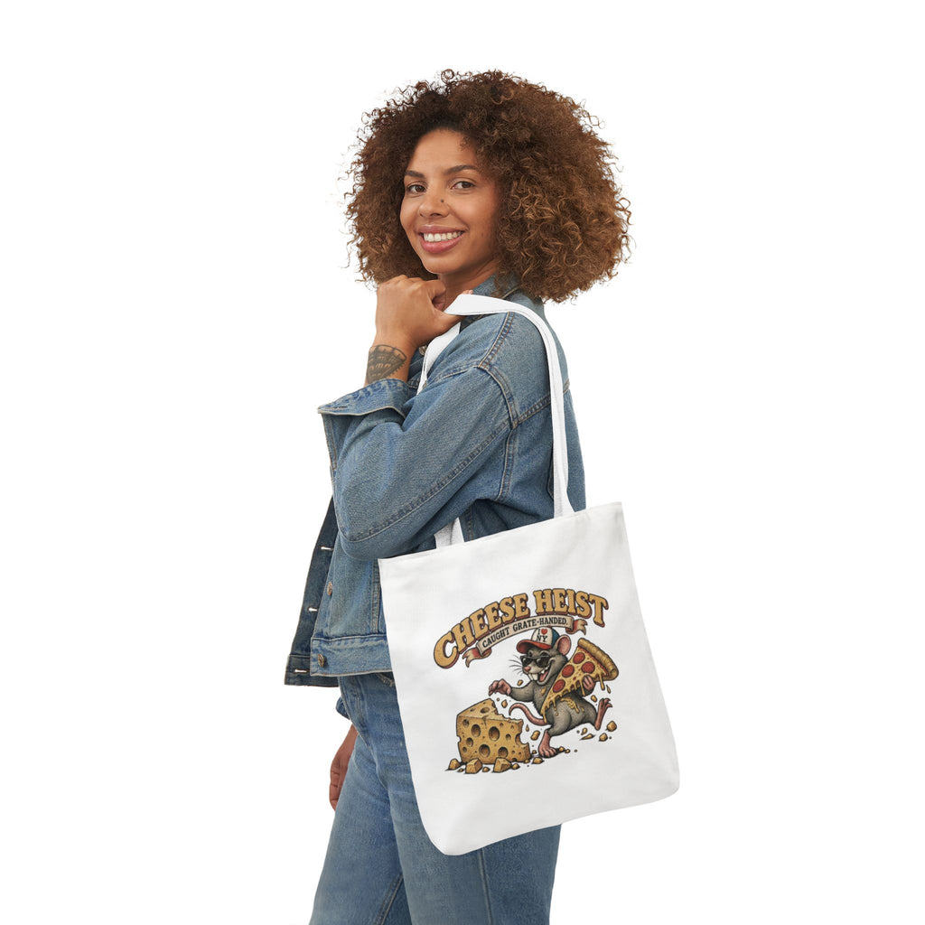 Cheese Heist Canvas Tote - Funny Mouse & Pizza Grocery Bag