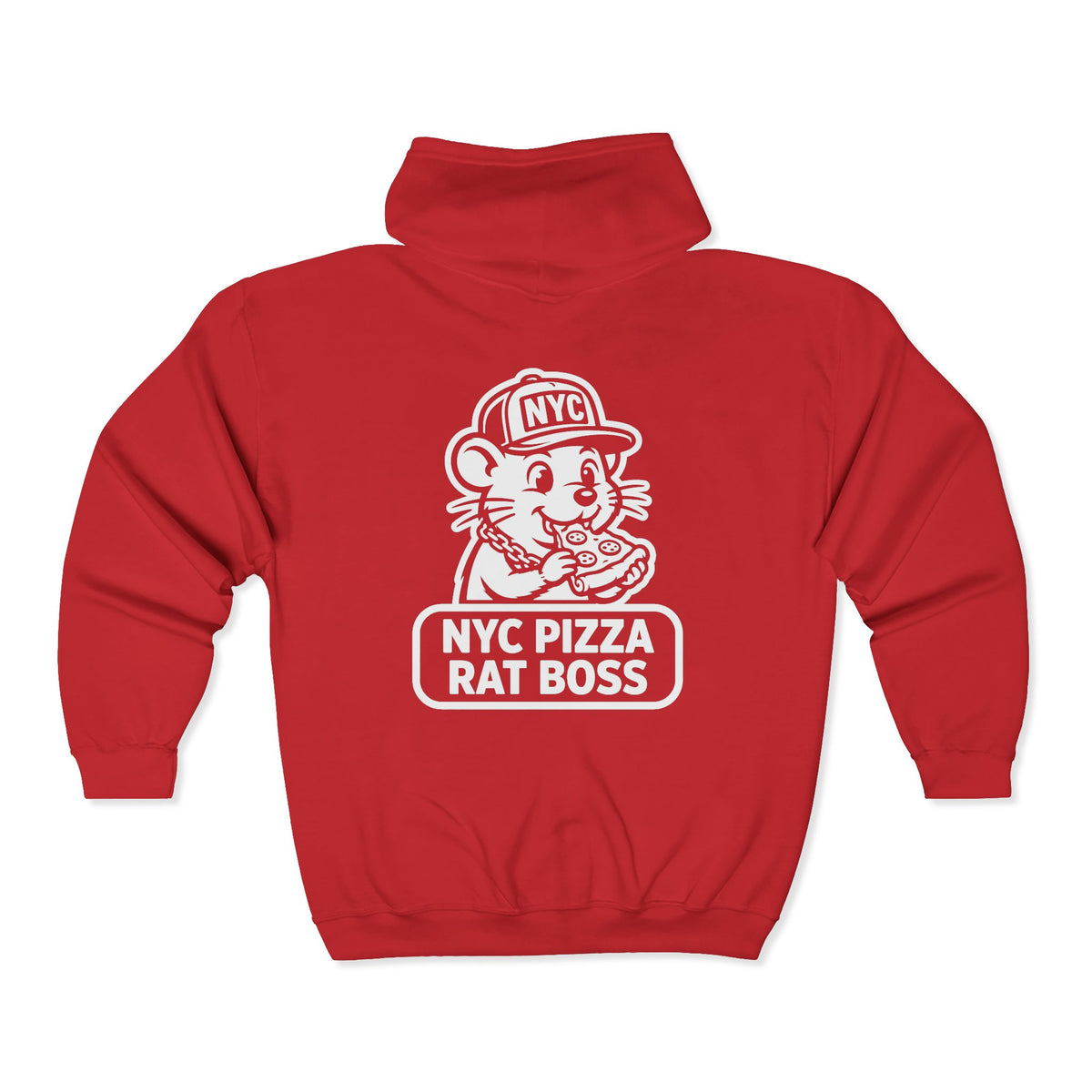 NYC Pizza Rat Zip Hoodie — Pizza Rat Graphic Full-Zip Sweatshirt