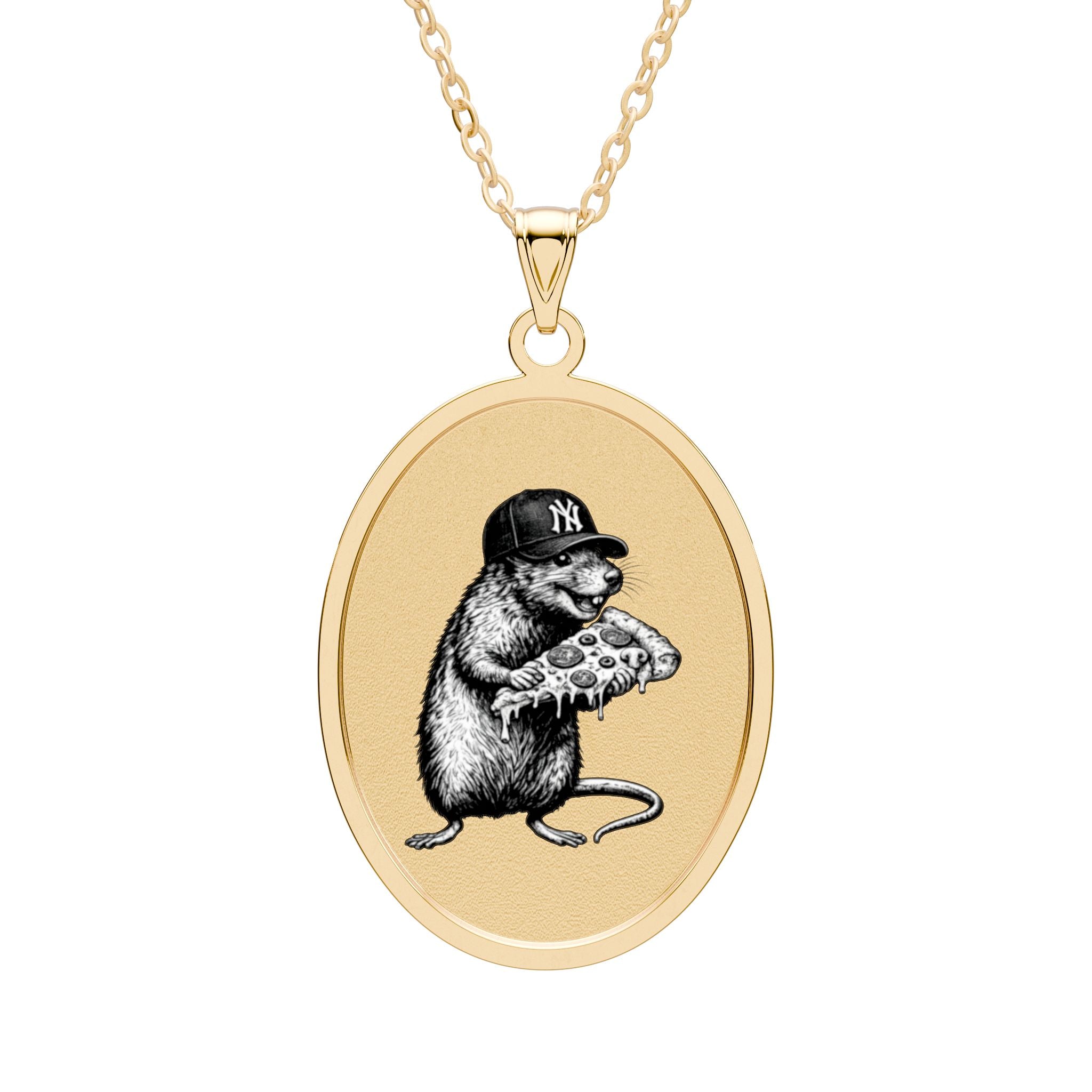 NY Pizza Rat - Oval Pendant - Pizza Lovers