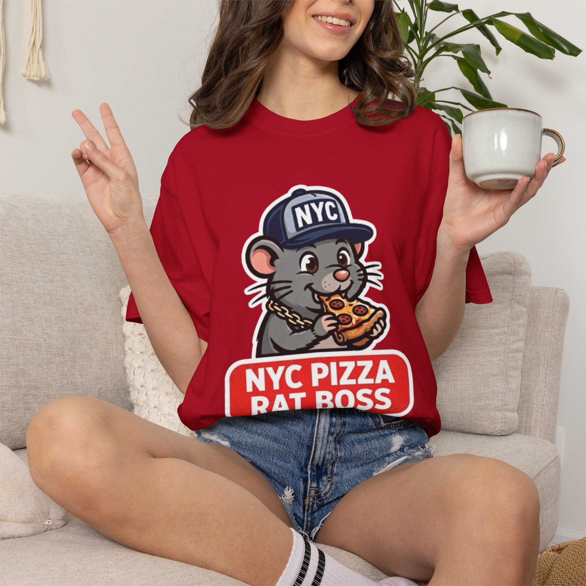 NYC Pizza Rat Boss T-Shirt — Funny New York Rat Pizza Graphic Tee