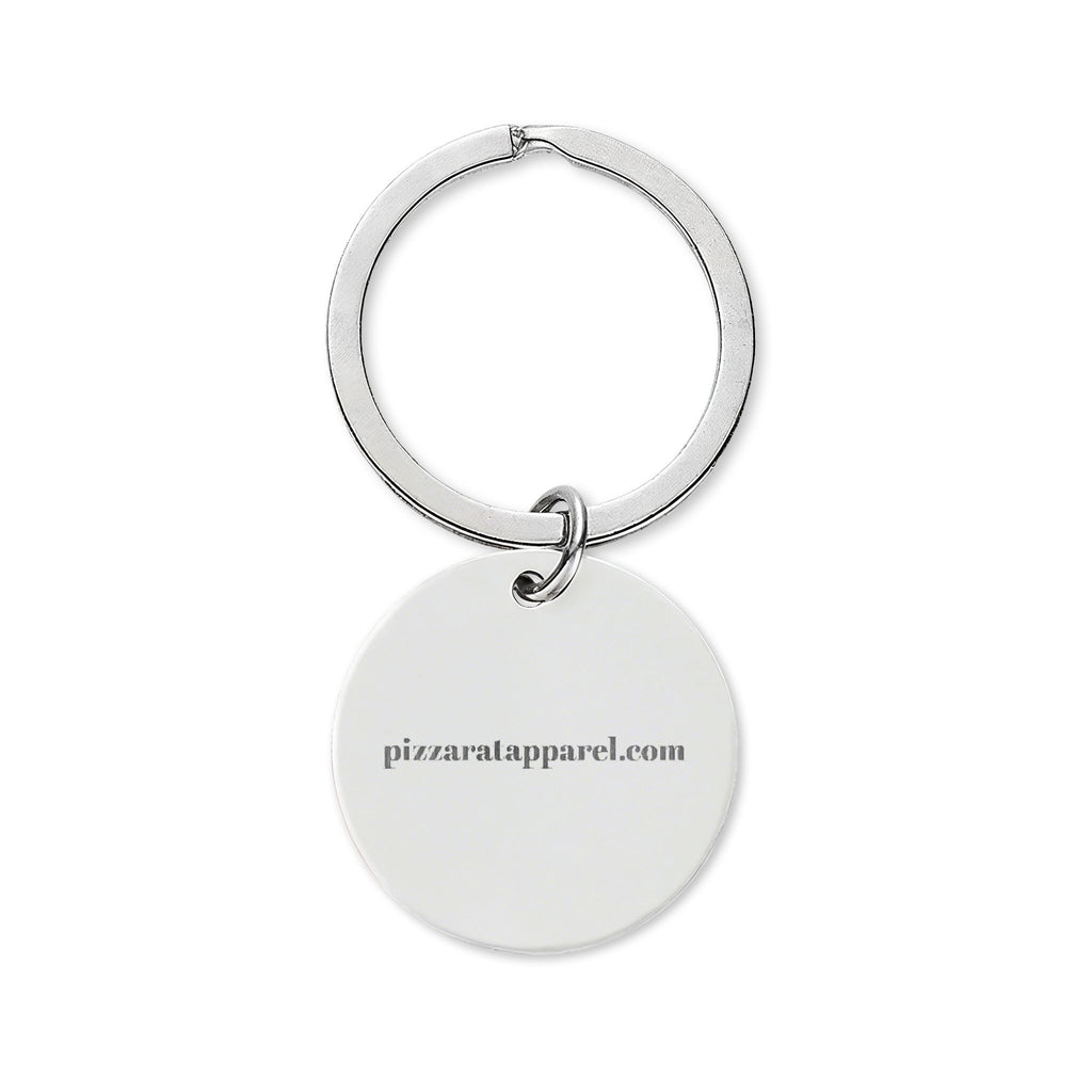 Engraved Round Stainless Keychain — "PIZZA RAT APPAREL" Minimalist Metal Keyring