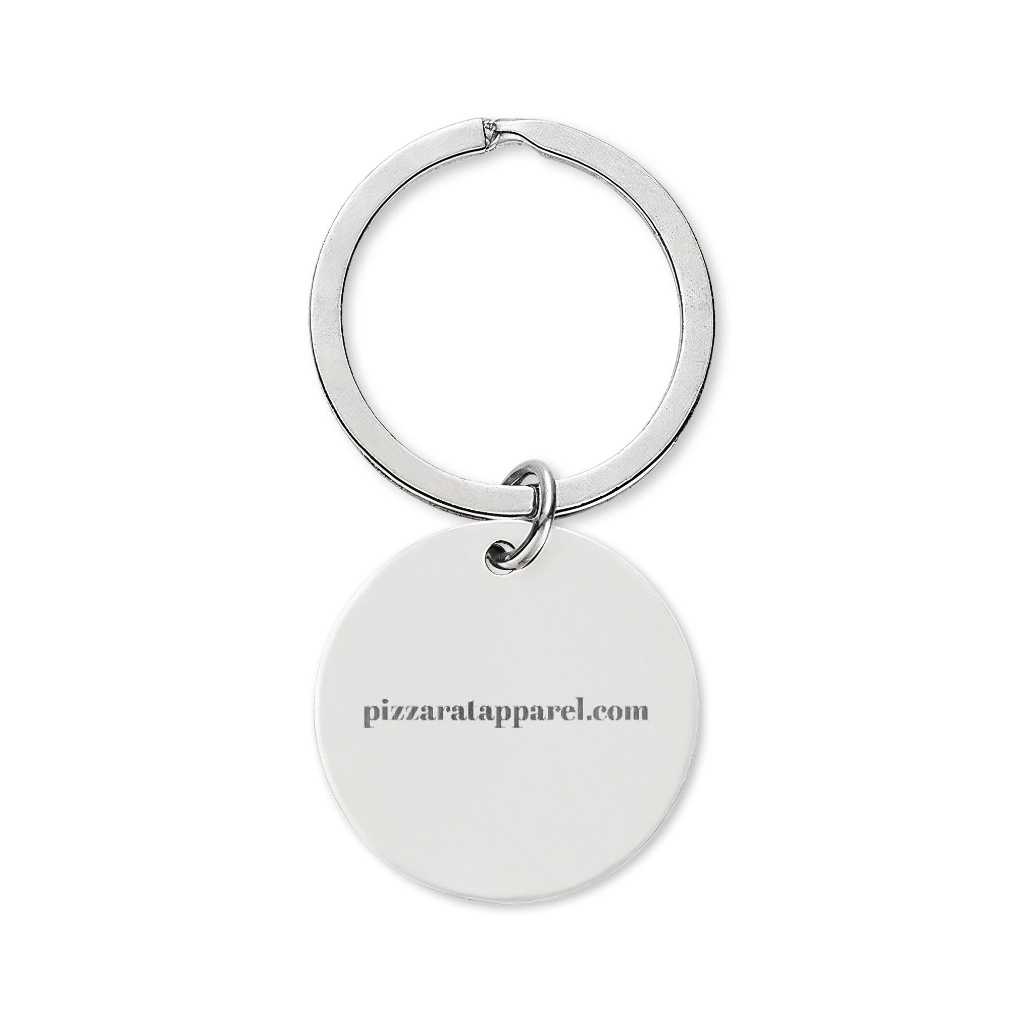 Engraved Round Stainless Keychain — "PIZZA RAT APPAREL" Minimalist Metal Keyring