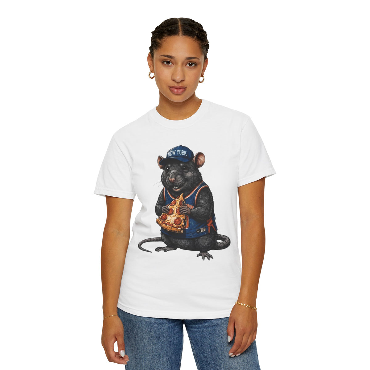 Pizza-Loving Rat Graphic T-Shirt