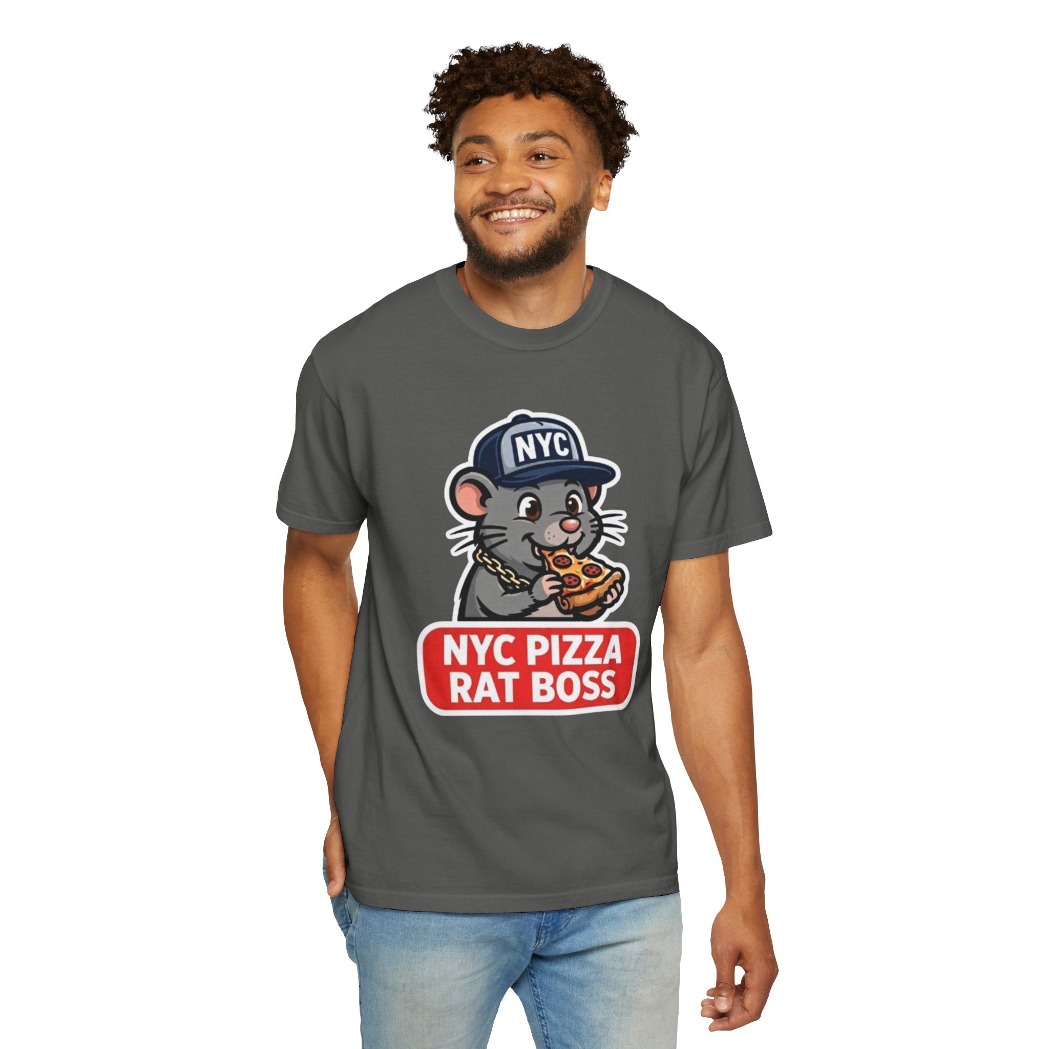 NYC Pizza Rat Boss T-Shirt — Funny New York Rat Pizza Graphic Tee