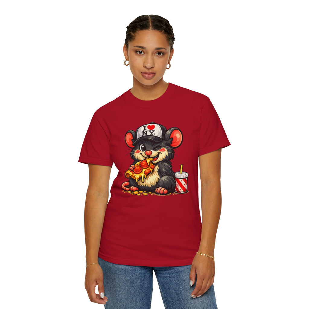 Pizza-Loving Baby Rat T-Shirt — Cute Retro Cartoon Graphic Tee