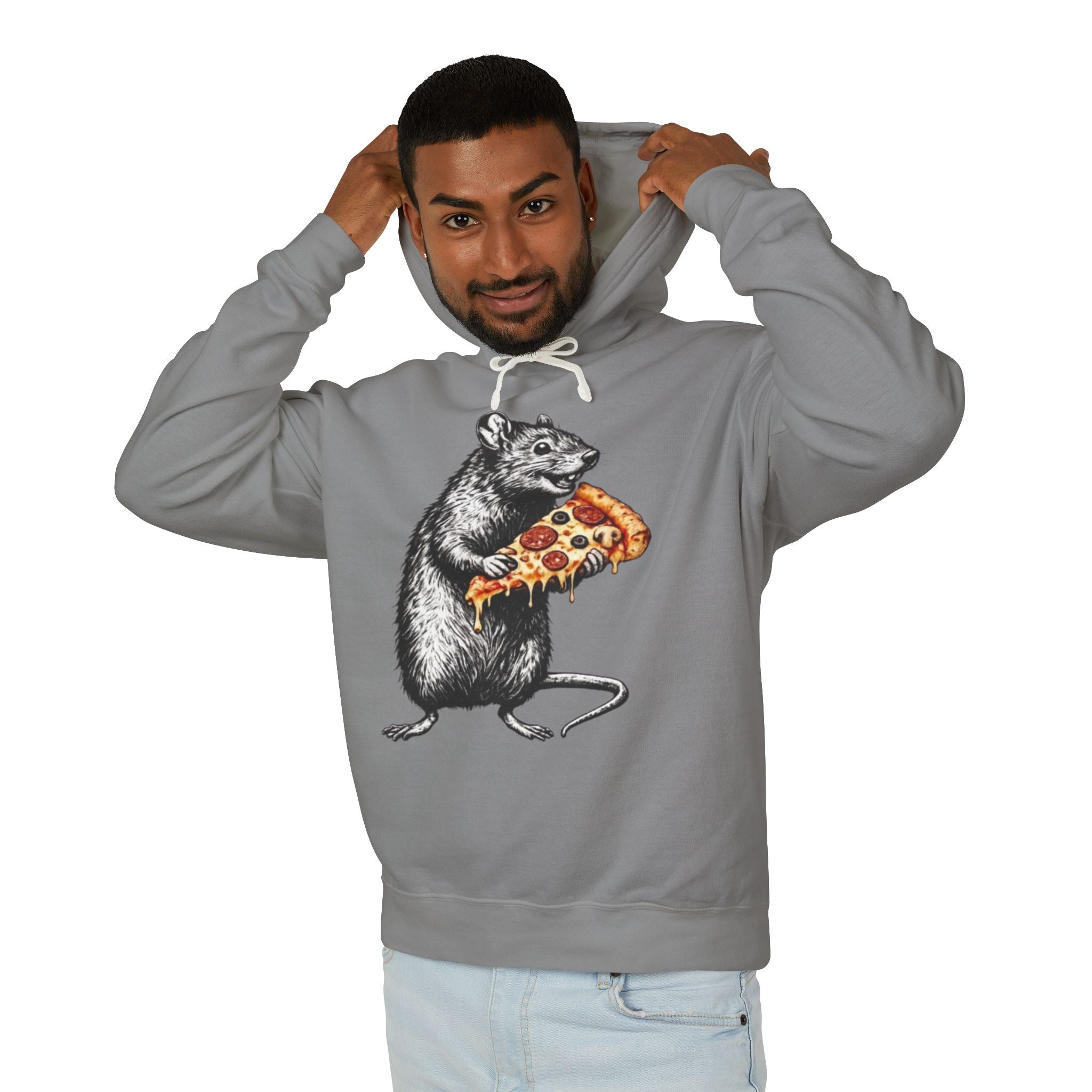 Rat Eating Pizza Hoodie — Quirky Graphic Animal Pizza Sweatshirt