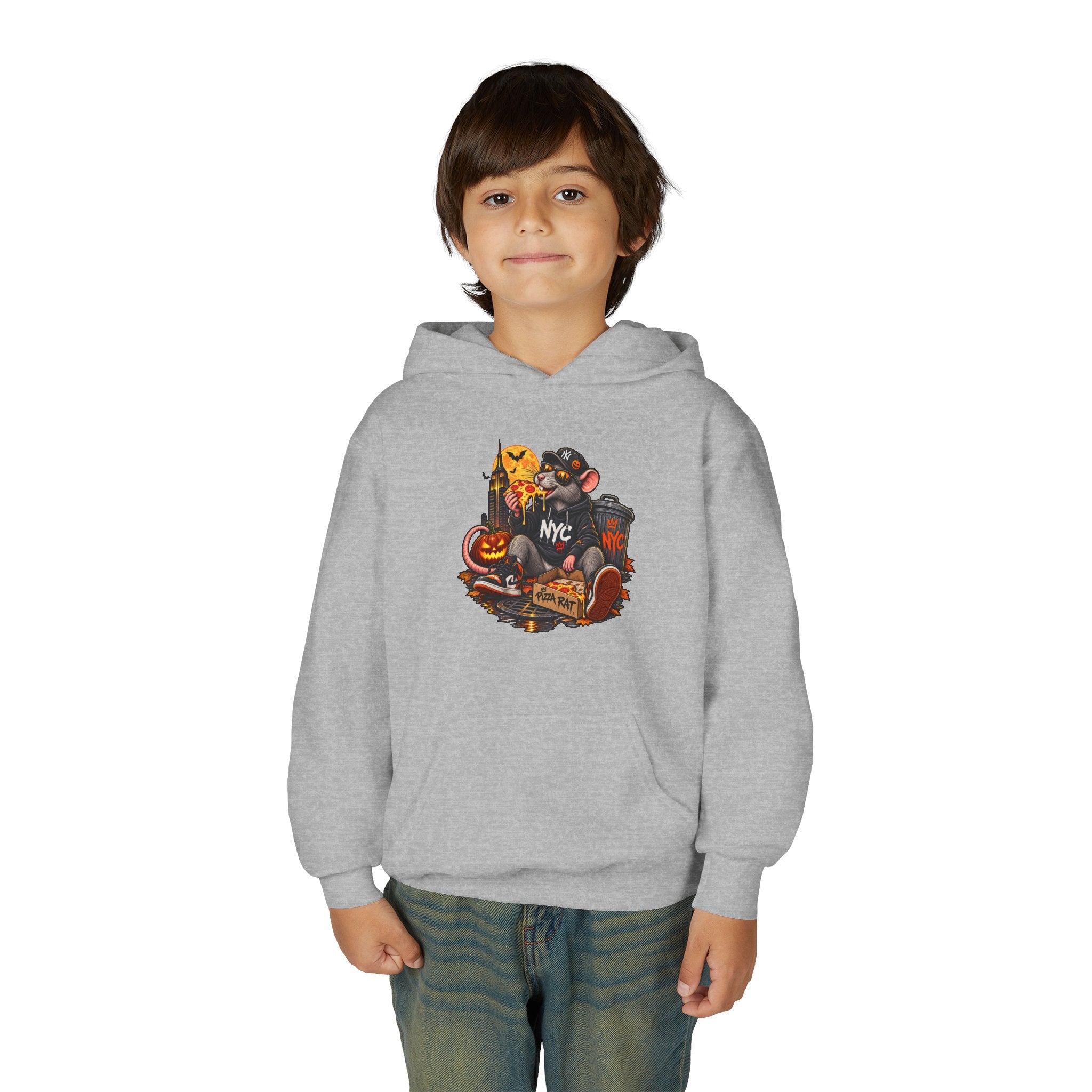 Youth Hoodie — Halloween NYC Costume Pizza Rat Graphic