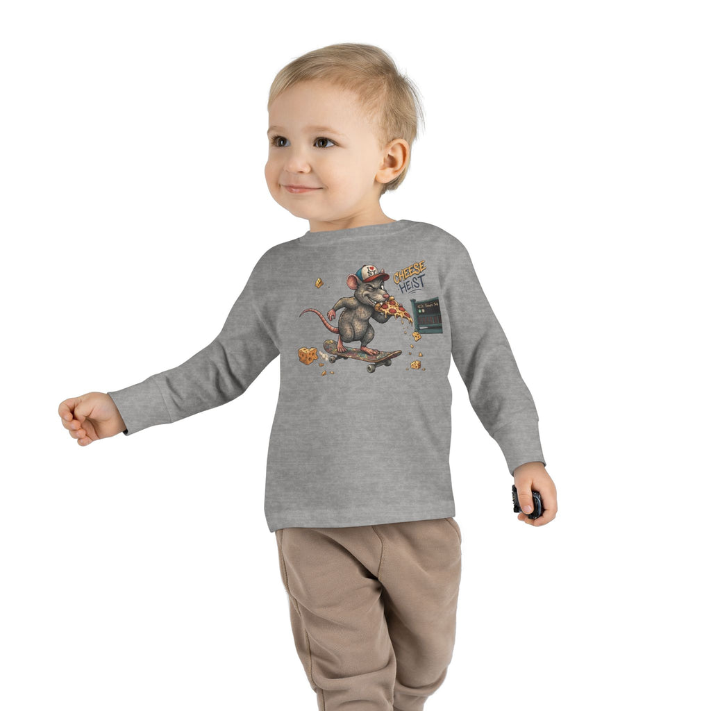 Skateboard Rat Toddler Long Sleeve Tee — Cute Skater Mouse Graphic Shirt