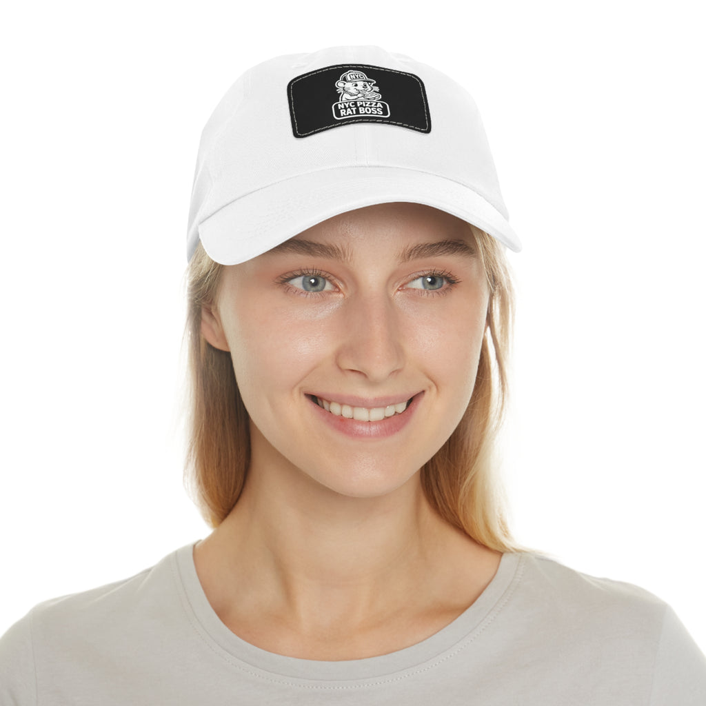 Leather Patch Dad Hat — NYC Pizza Rat Boss Logo