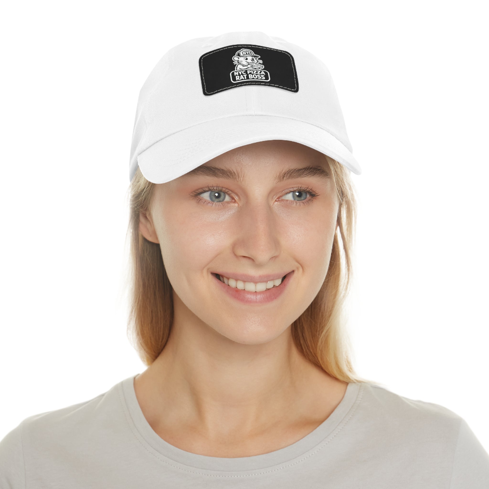 Leather Patch Dad Hat — NYC Pizza Rat Boss Logo