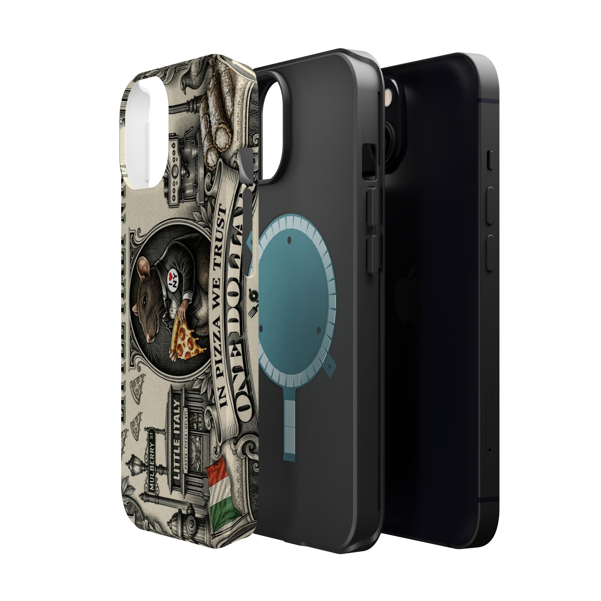 Little Italy NY Phone Case — 'In Pizza We Trust' Italy Rat Art Magnetic Impact-Resistant Case
