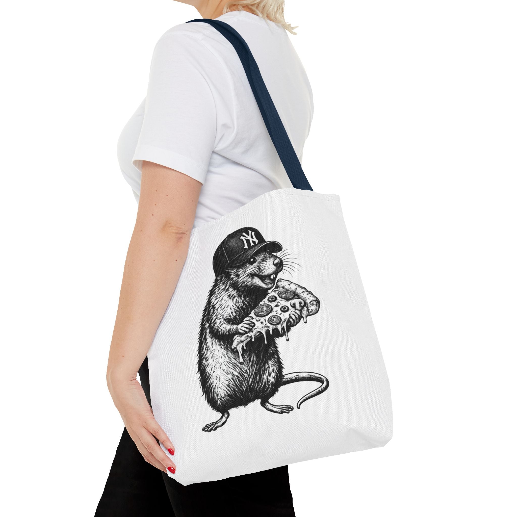 Pizza Rat Tote Bag — Cute NYC Rat Eating Pizza Canvas Tote