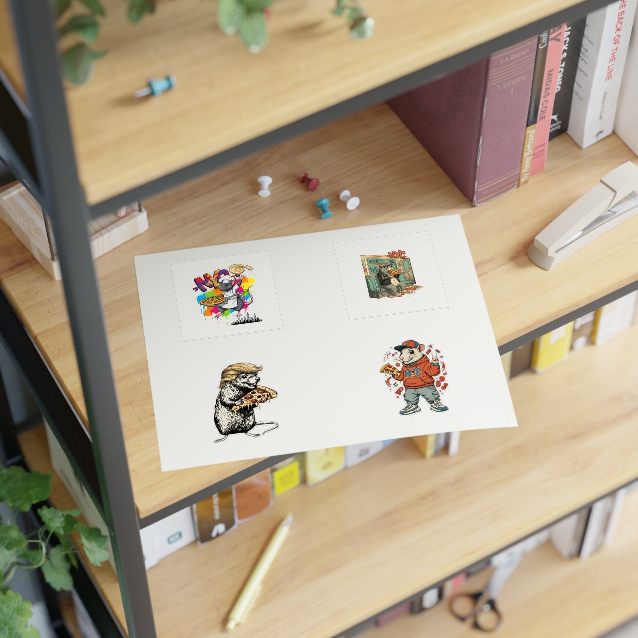 Urban Rat Sticker Sheet — Retro Street Art & Pizza Pocket Characters