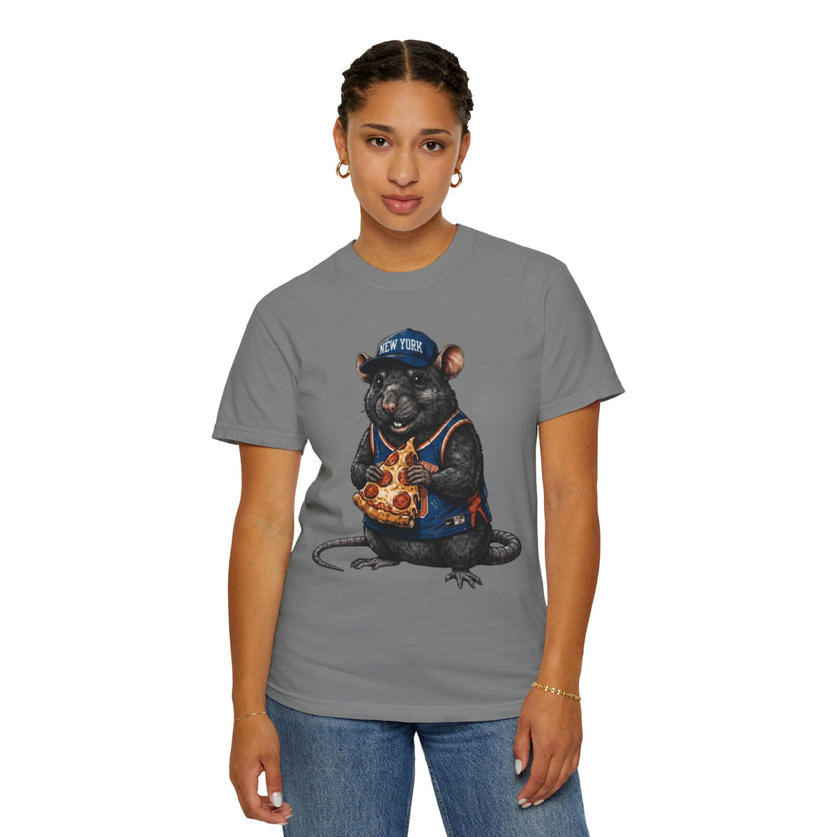 Pizza-Loving Rat Graphic T-Shirt