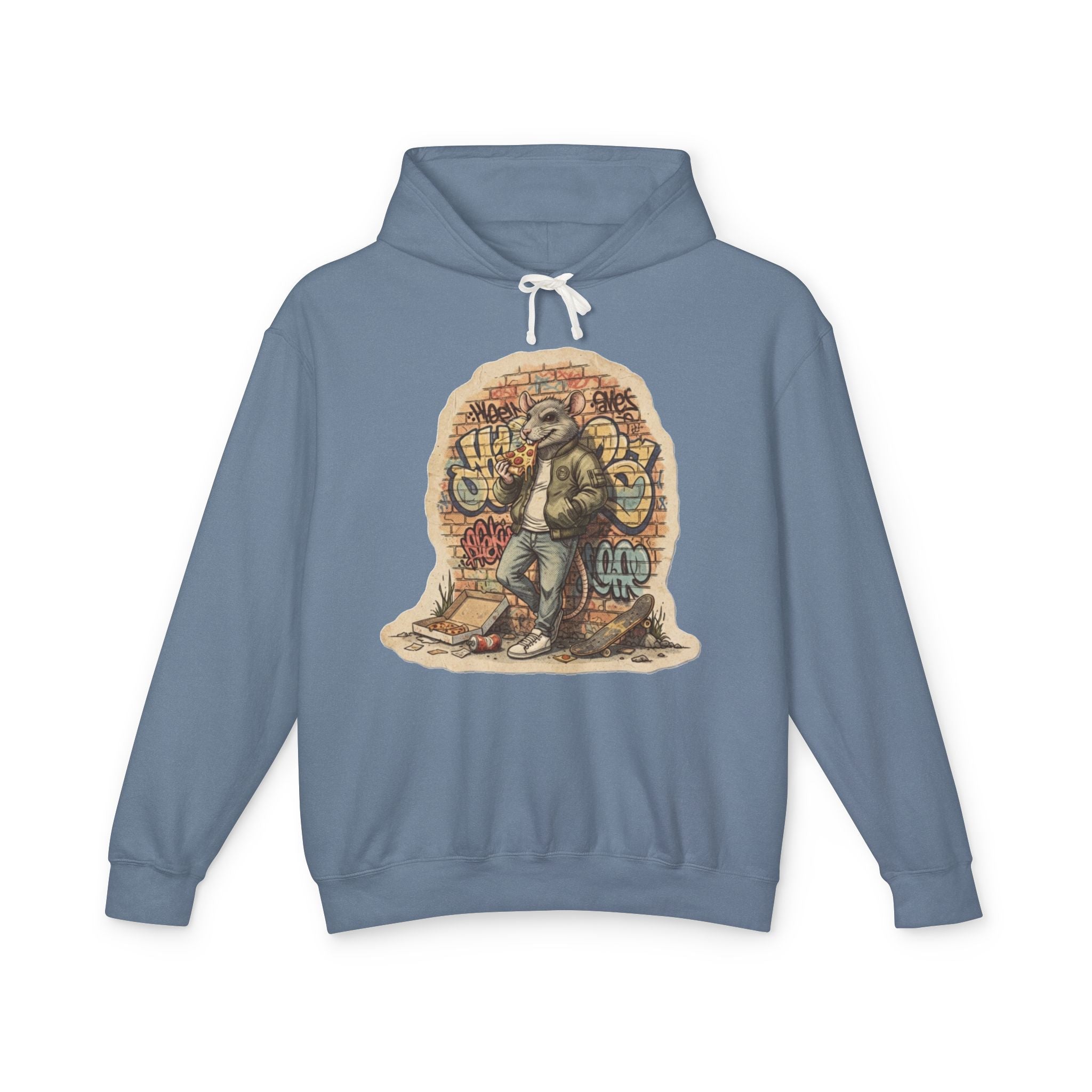 Skate Rat Street Art Hoodie — Retro Graffiti Skateboarder Pullover