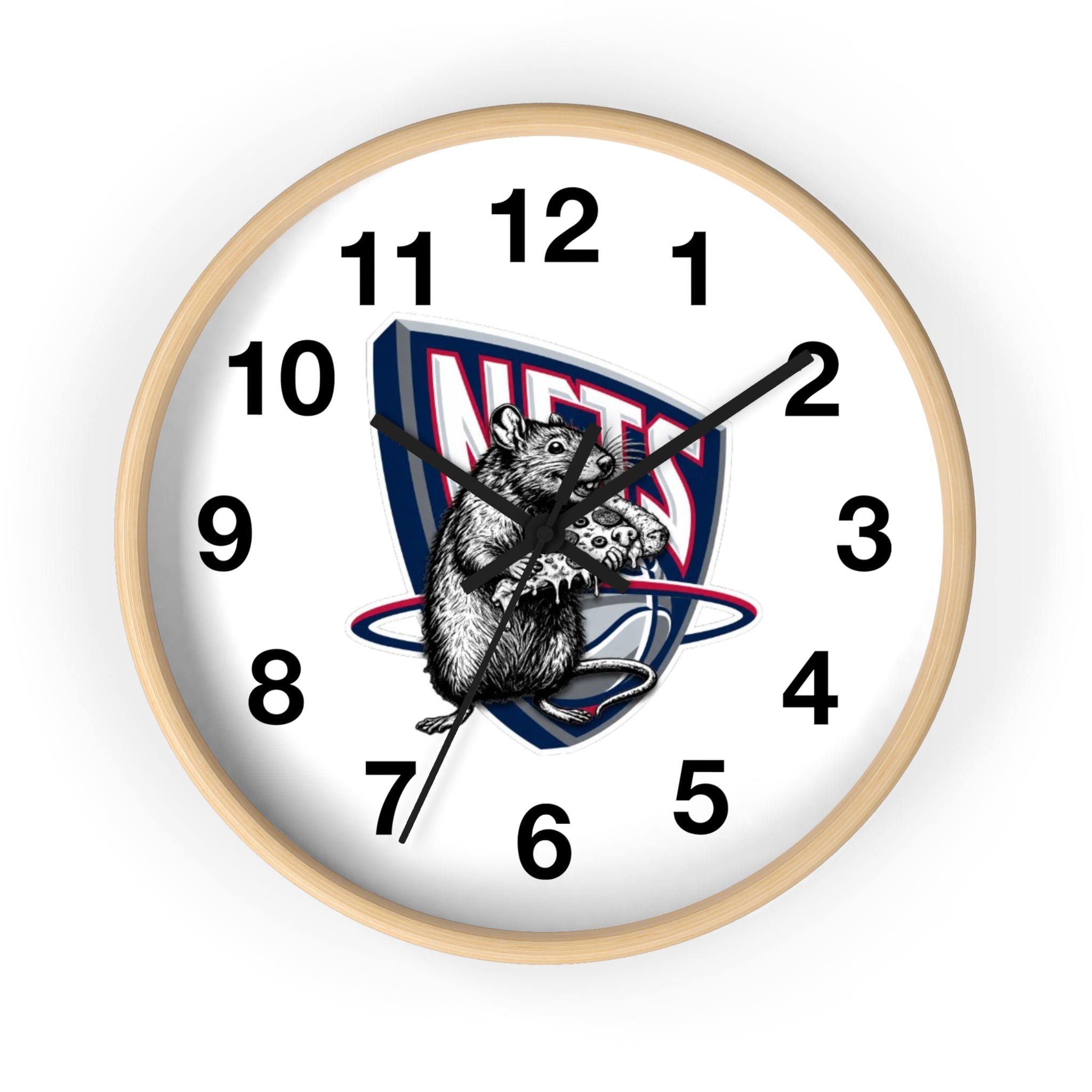 Nets Mascot Wall Clock — Retro Basketball Team Logo Decor