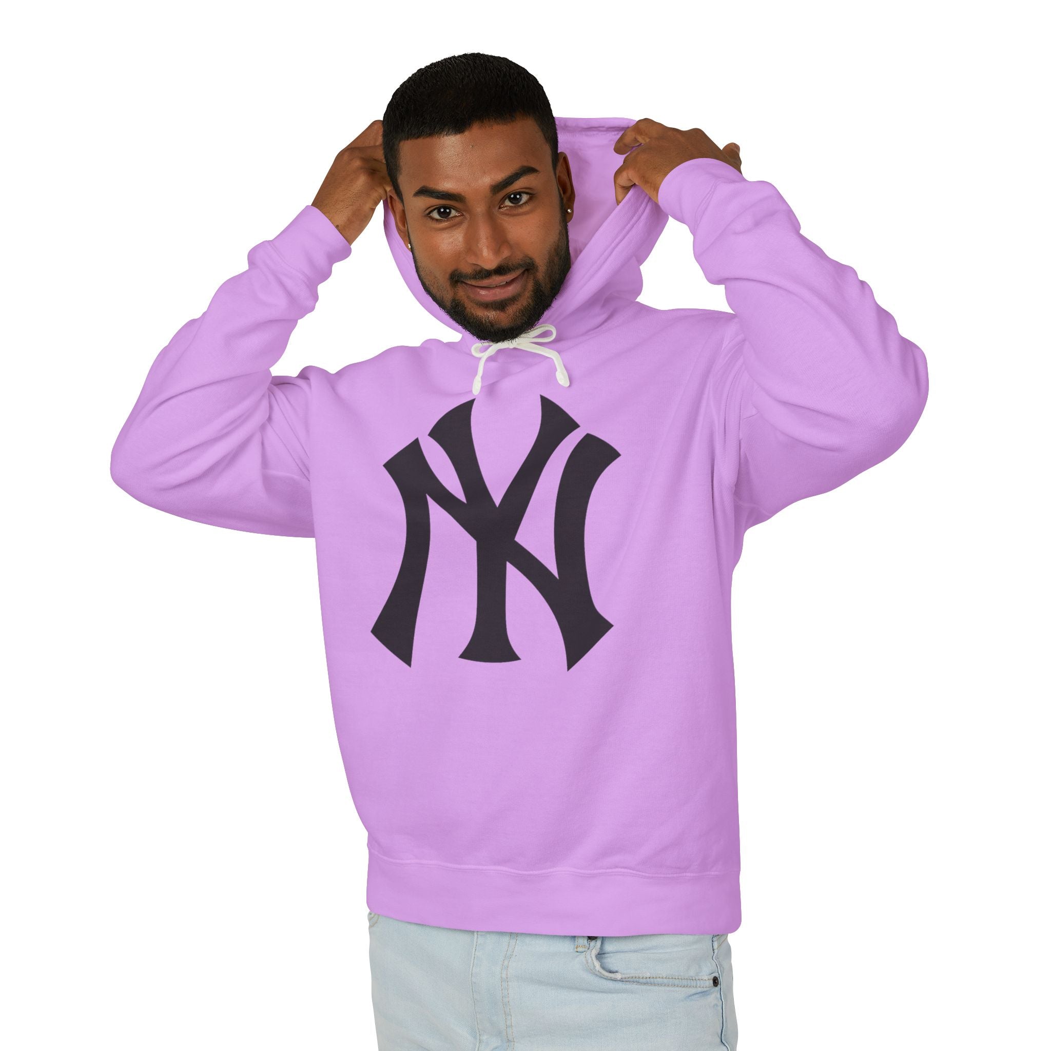 NY Yankee Hoodie — Pastel Lilac Lightweight Pullover
