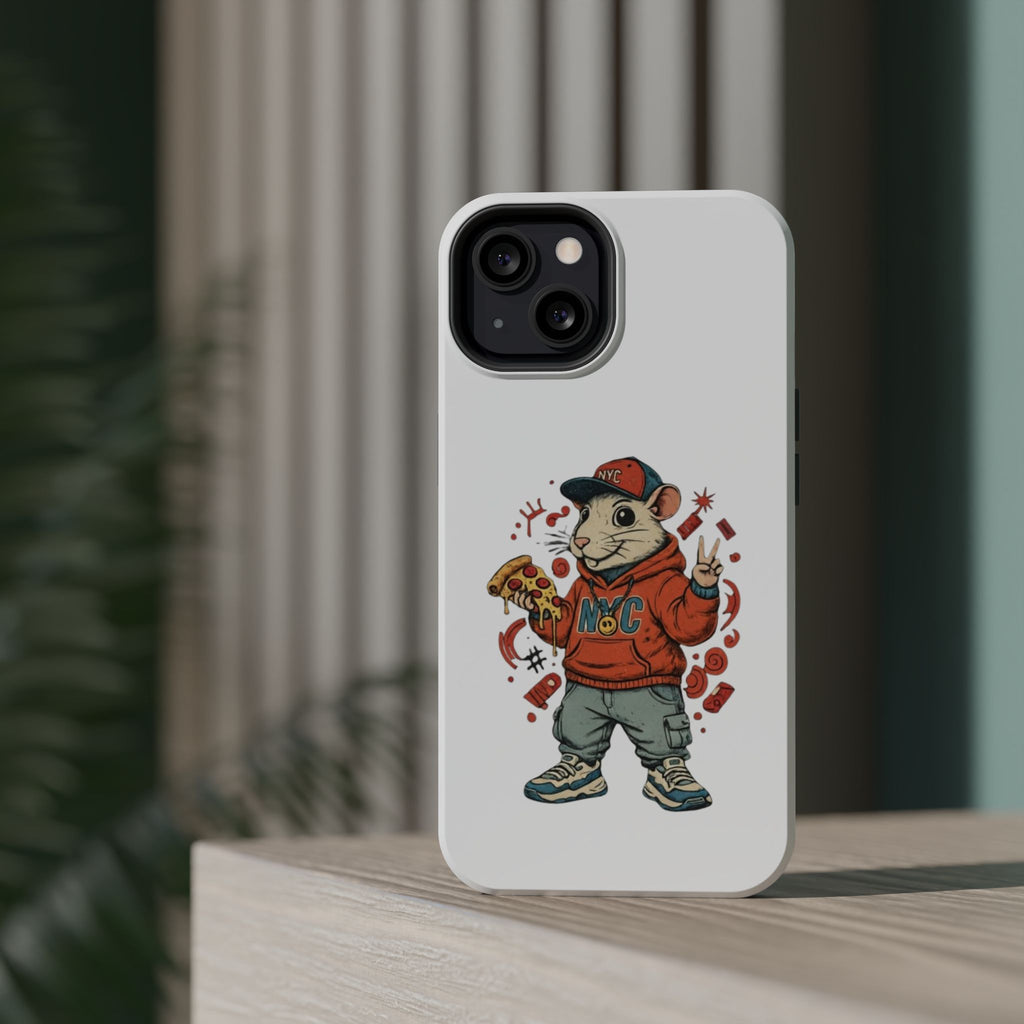 Streetwear Pizza Rat Phone Case — Magnetic Impact‑Resistant iPhone Case with Pizza Skateboard Design