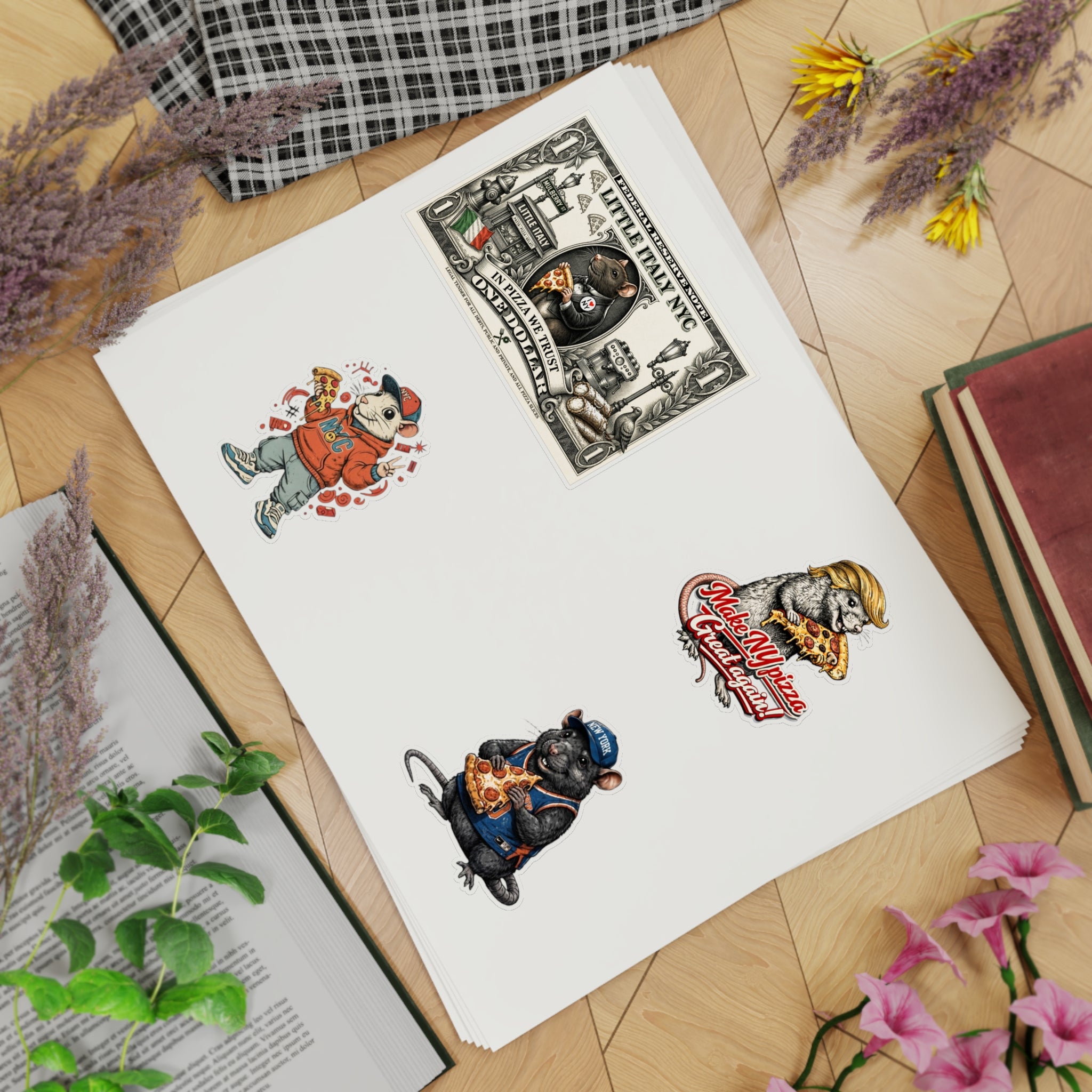Pizza Rats Sticker Sheet Bundle – 5pcs Vintage NYC & Funny Pizza Rat Vinyl Stickers